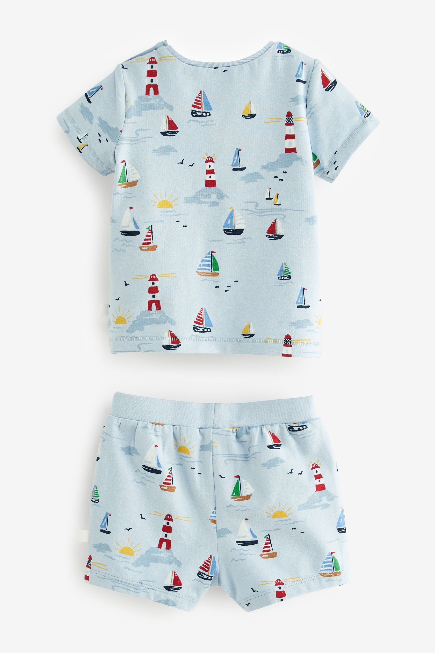 Blue Boat 4 Piece Baby T-Shirts And Shorts Set