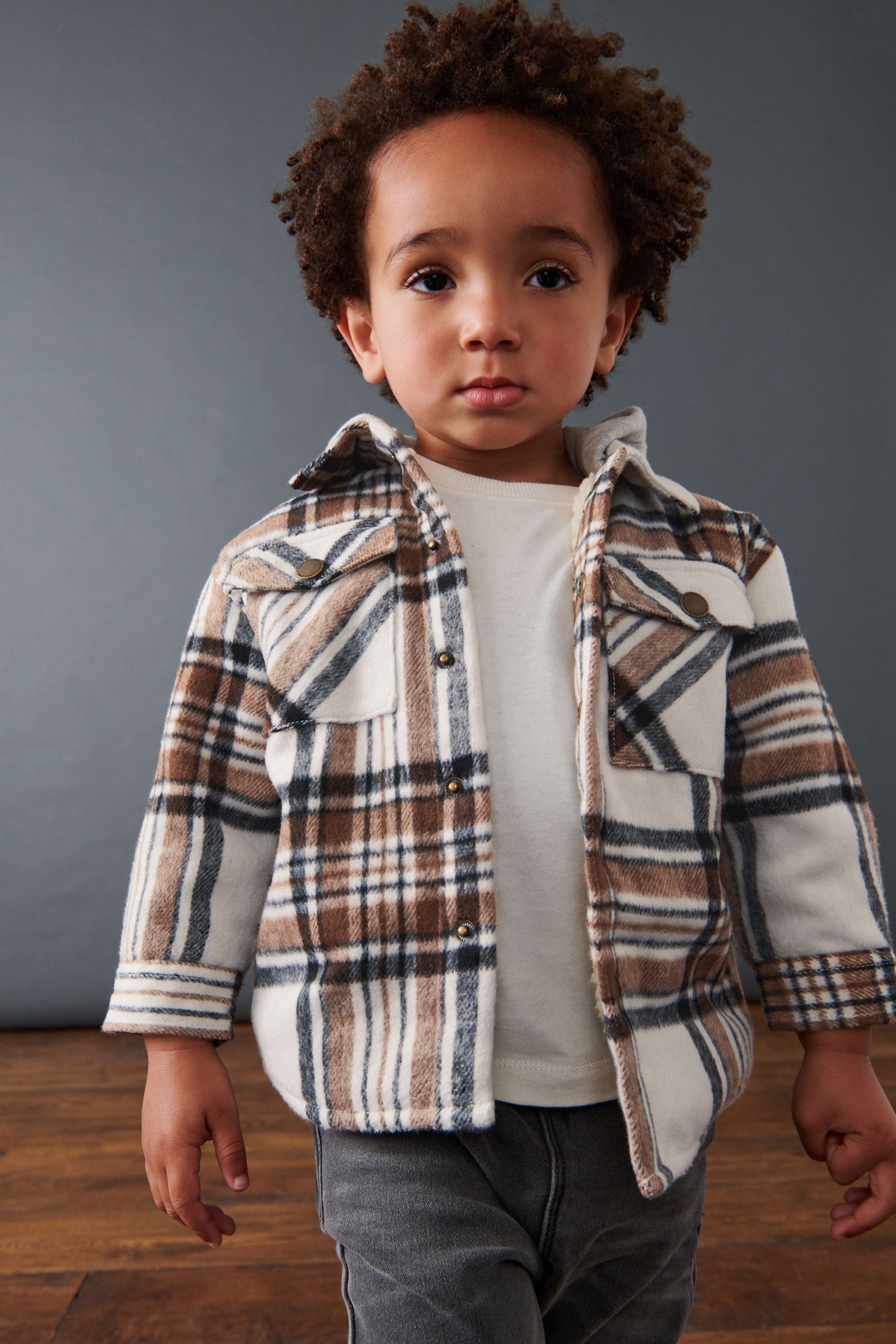 Grey Check Hooded Shacket (3mths-7yrs)