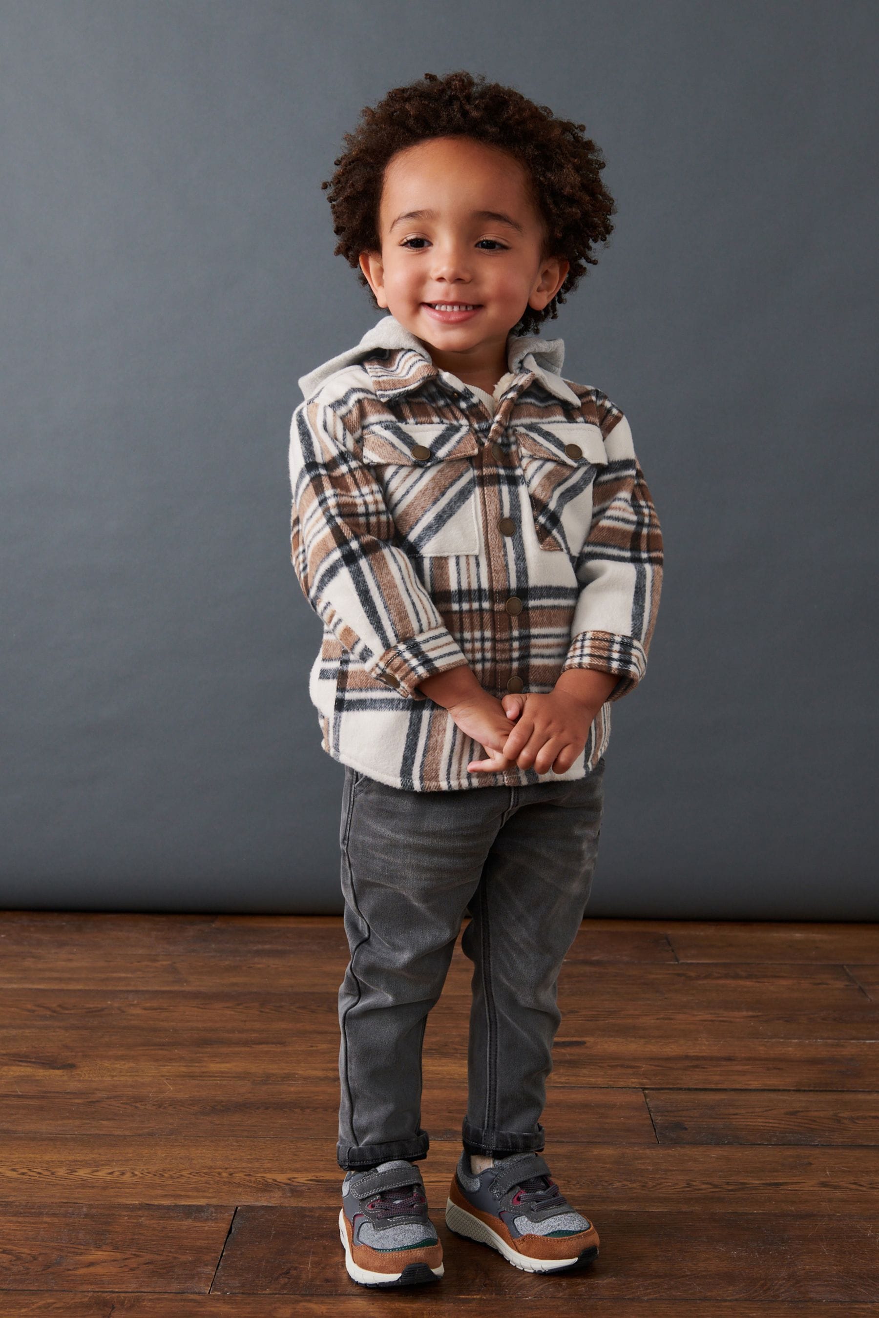 Grey Check Hooded Shacket (3mths-7yrs)