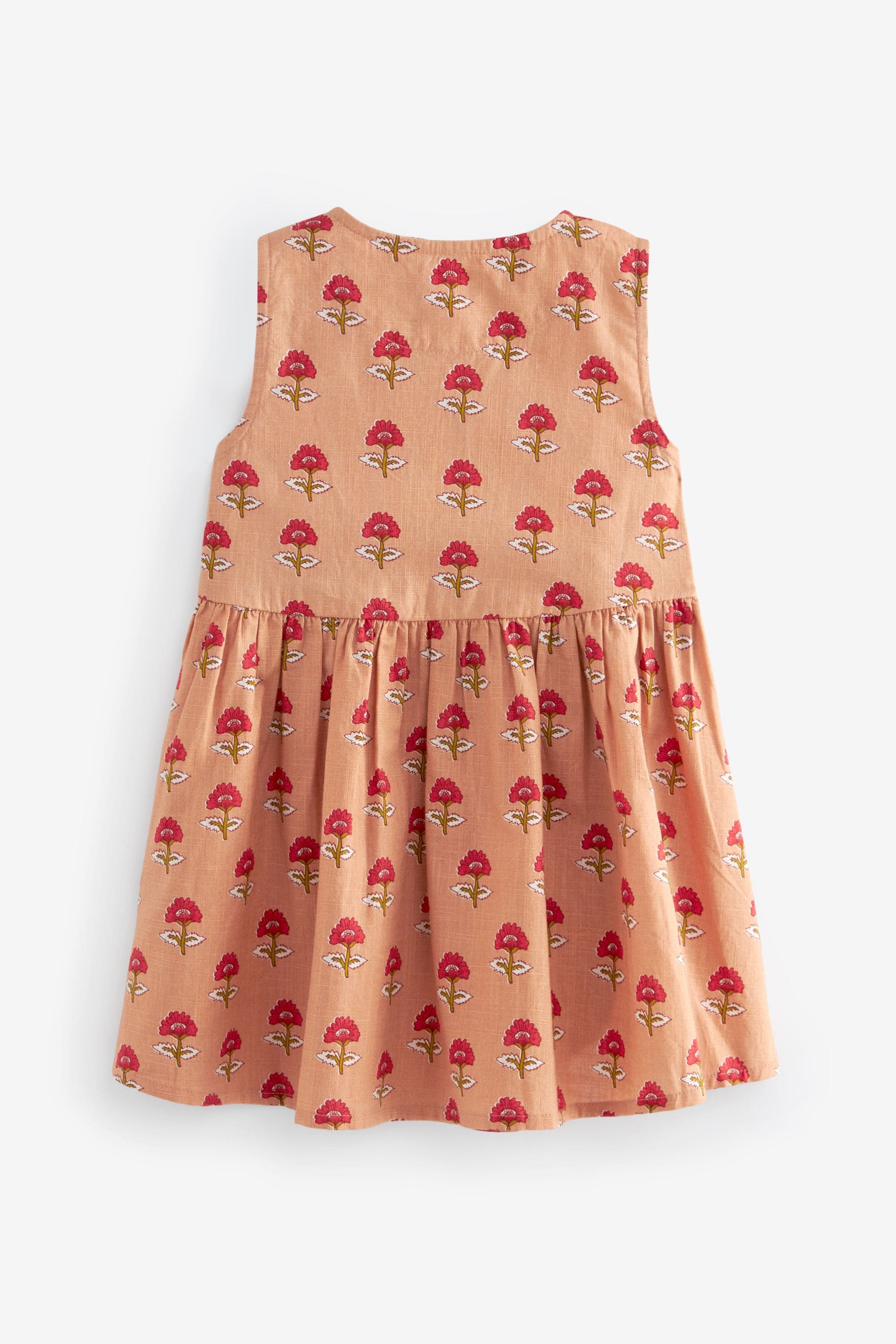 Soft Orange Woodblock Peplum Dress (3mths-8yrs)