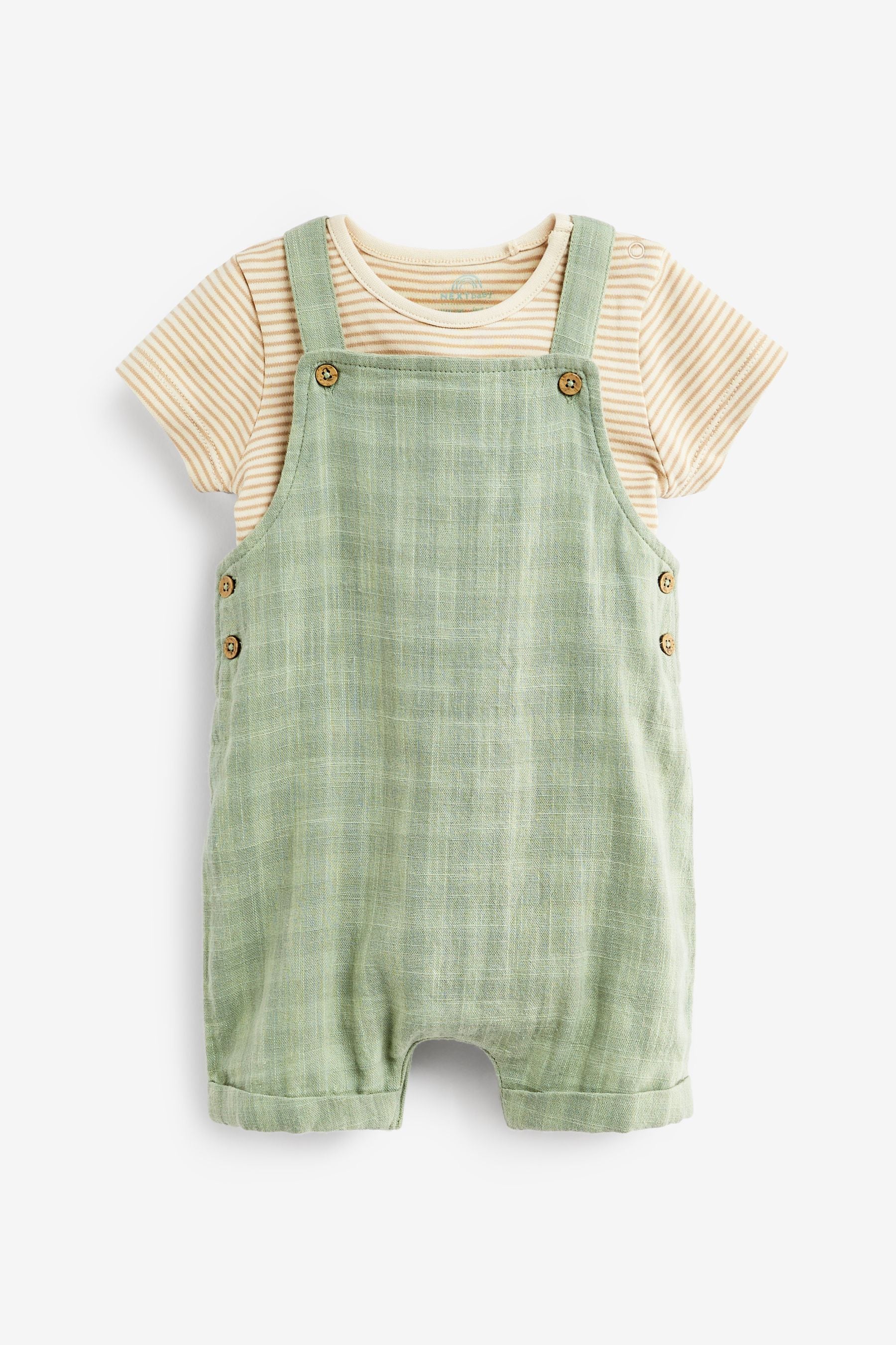 Green 2 Piece Baby Dungarees and Bodysuit Set (0mths-2yrs)