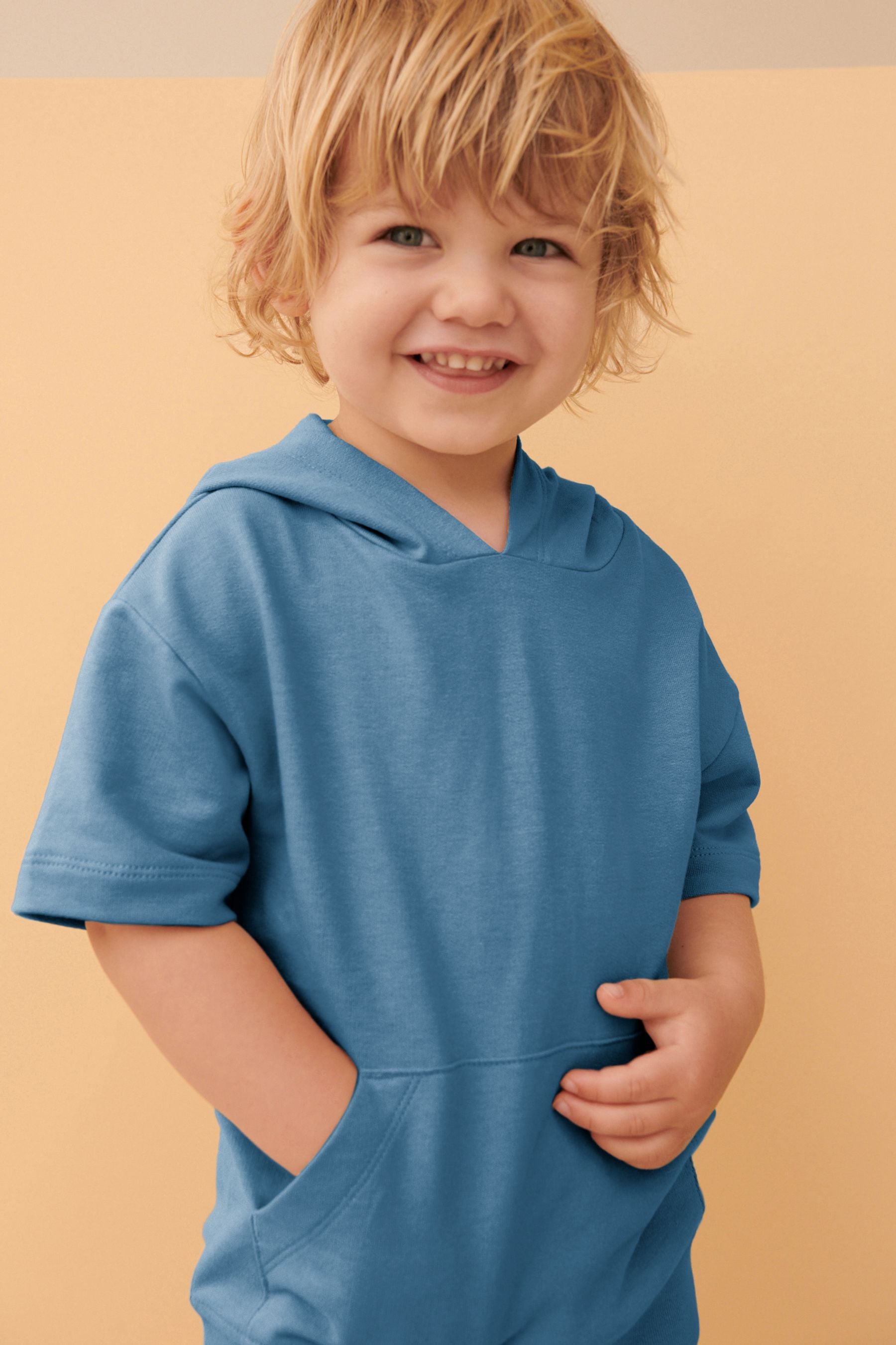 Blue Short Sleeve Hoodie and Short Set (3mths-7yrs)