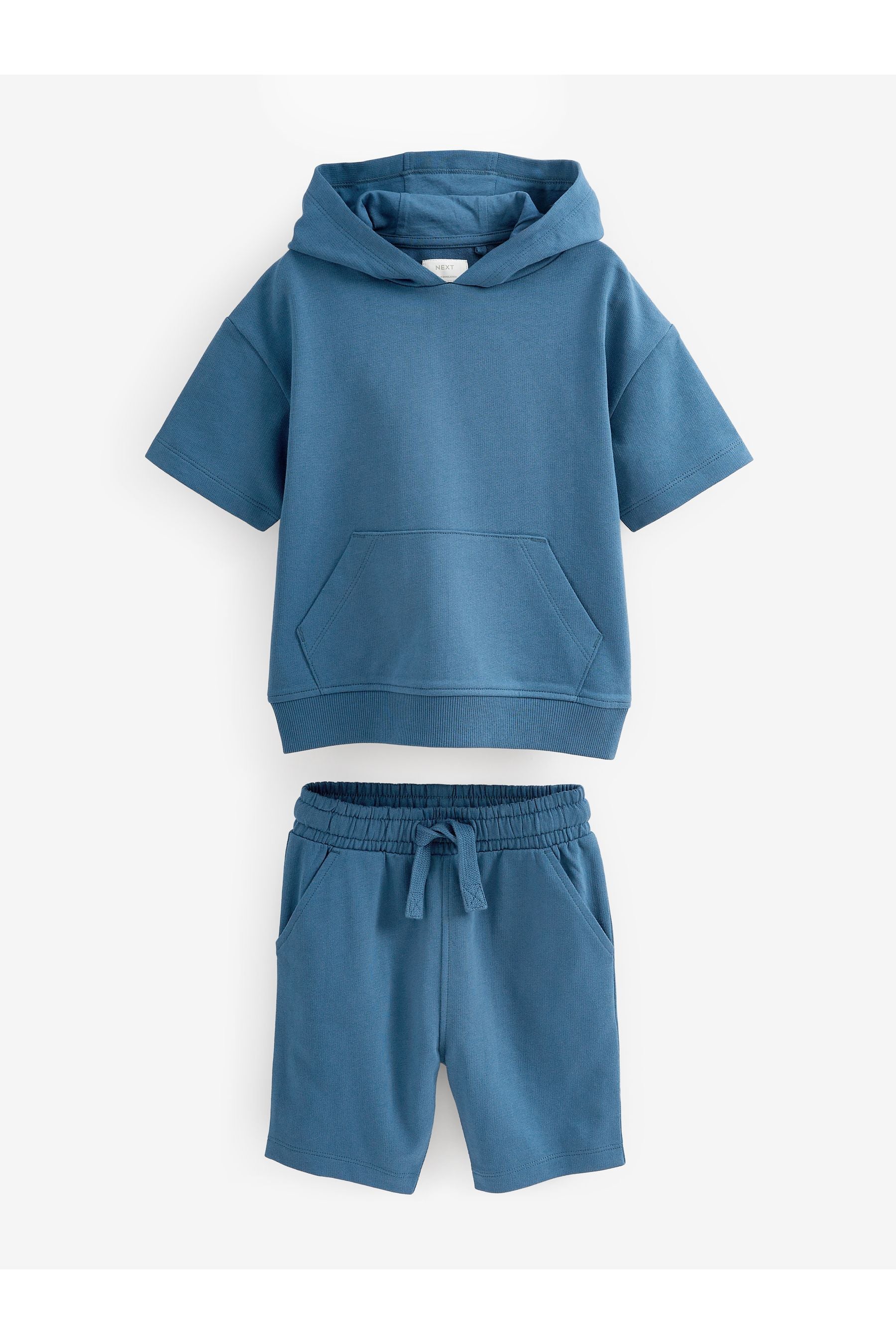 Blue Short Sleeve Hoodie and Short Set (3mths-7yrs)