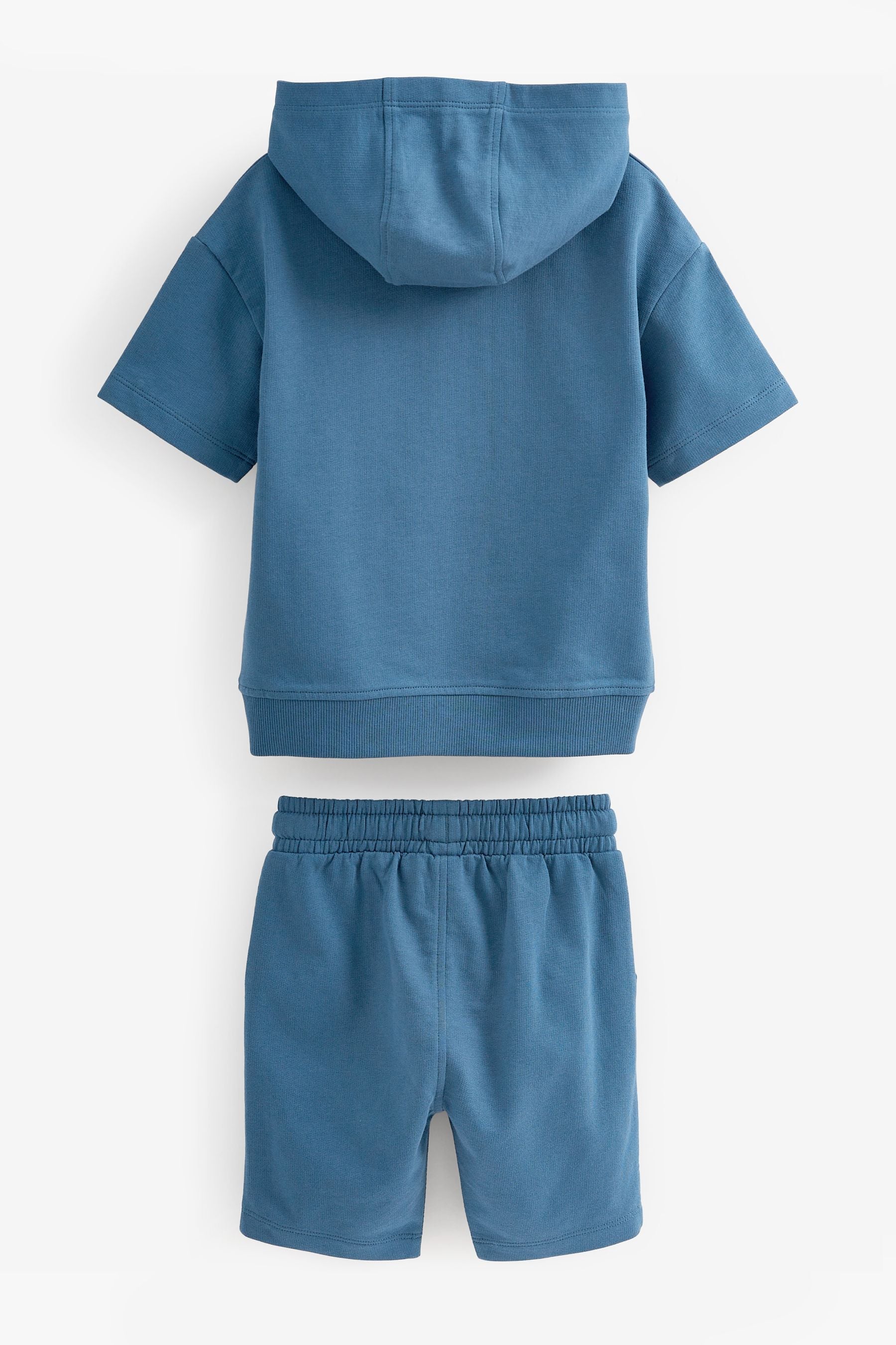 Blue Short Sleeve Hoodie and Short Set (3mths-7yrs)