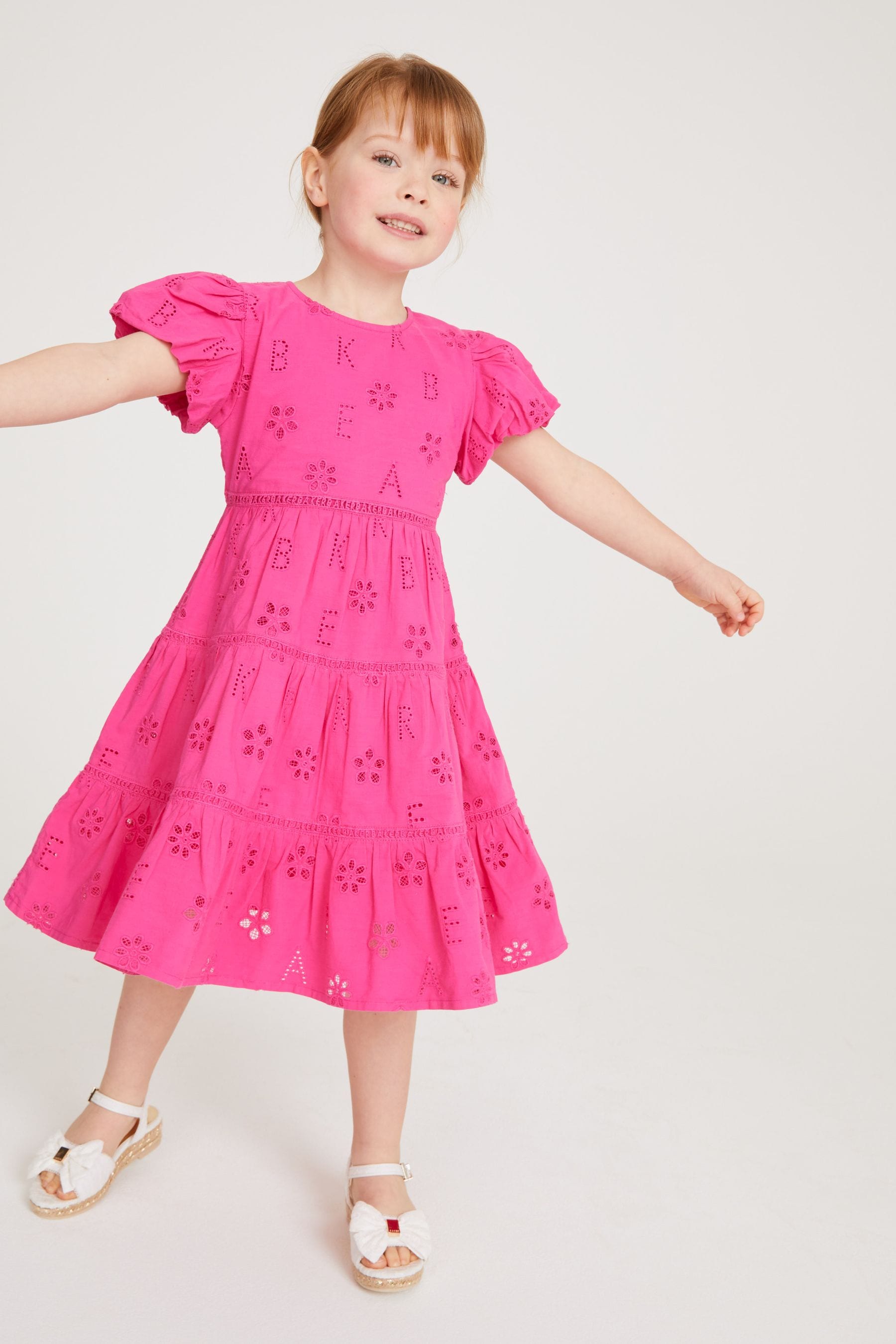 Pink Baker by Ted Baker Branded Broderie Dress