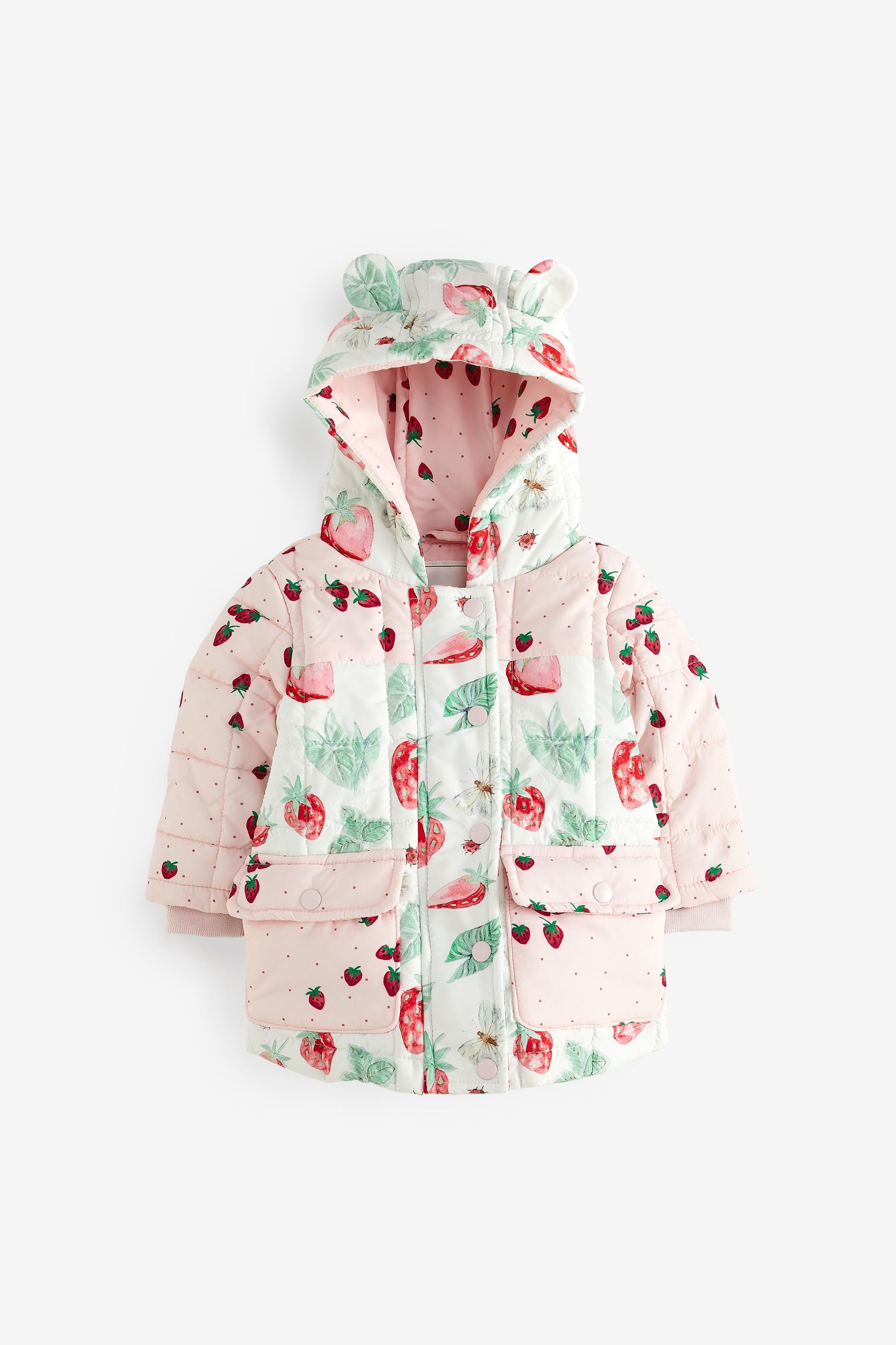 Pink Shower Resistant Quilted Printed Padded Coat (3mths-7yrs)