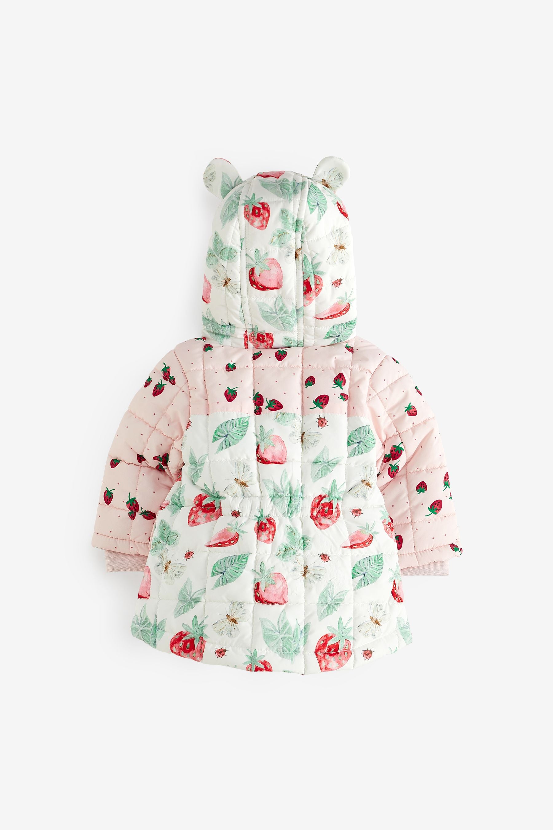 Pink Shower Resistant Quilted Printed Padded Coat (3mths-7yrs)