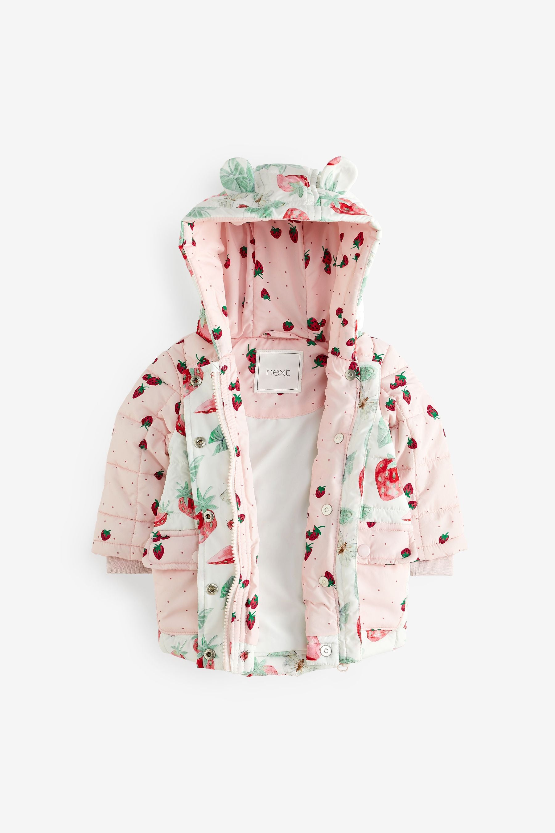 Pink Shower Resistant Quilted Printed Padded Coat (3mths-7yrs)