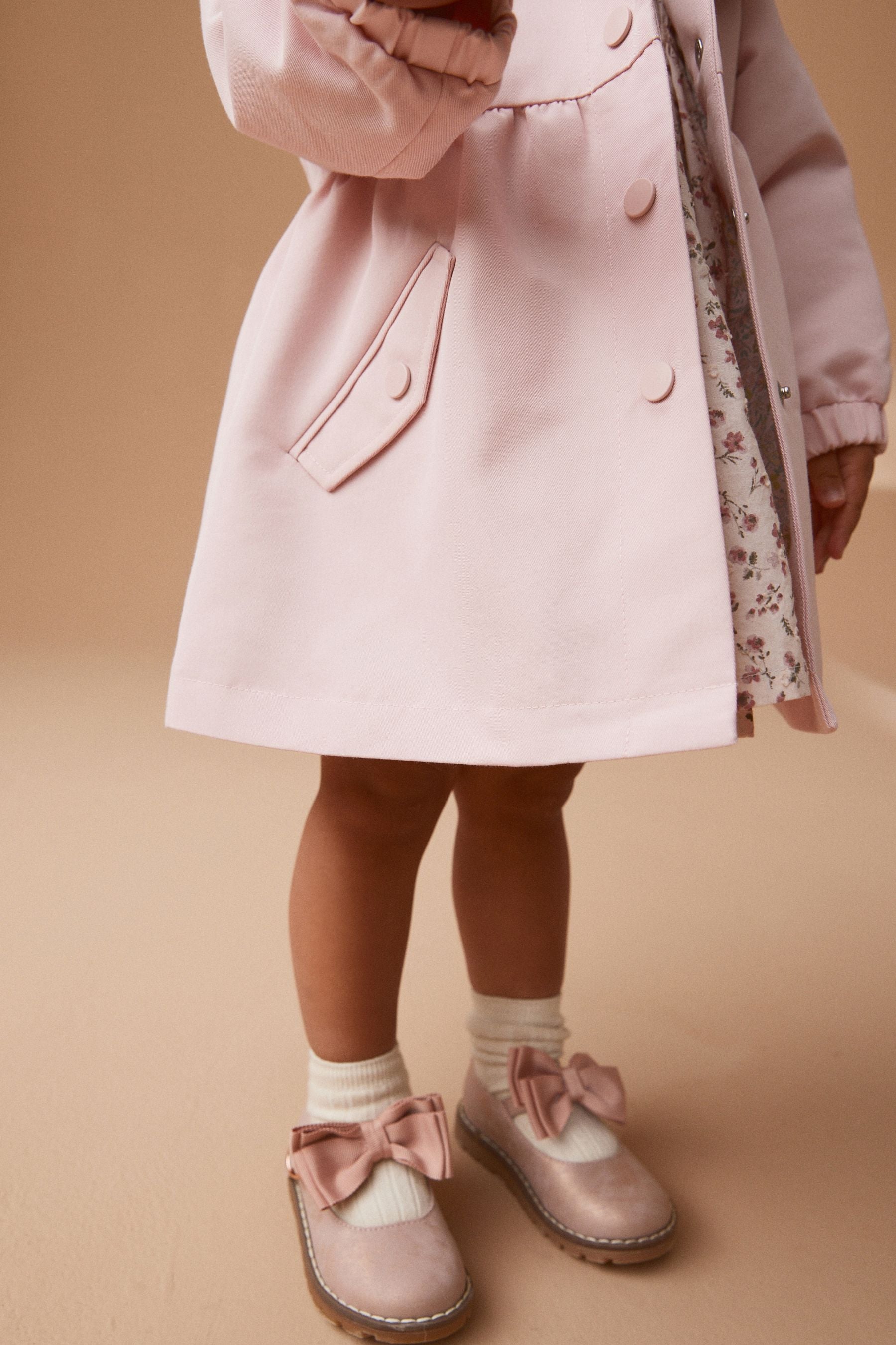 Pink Shower Resitant Corsage Trench Coat (3mths-7yrs)