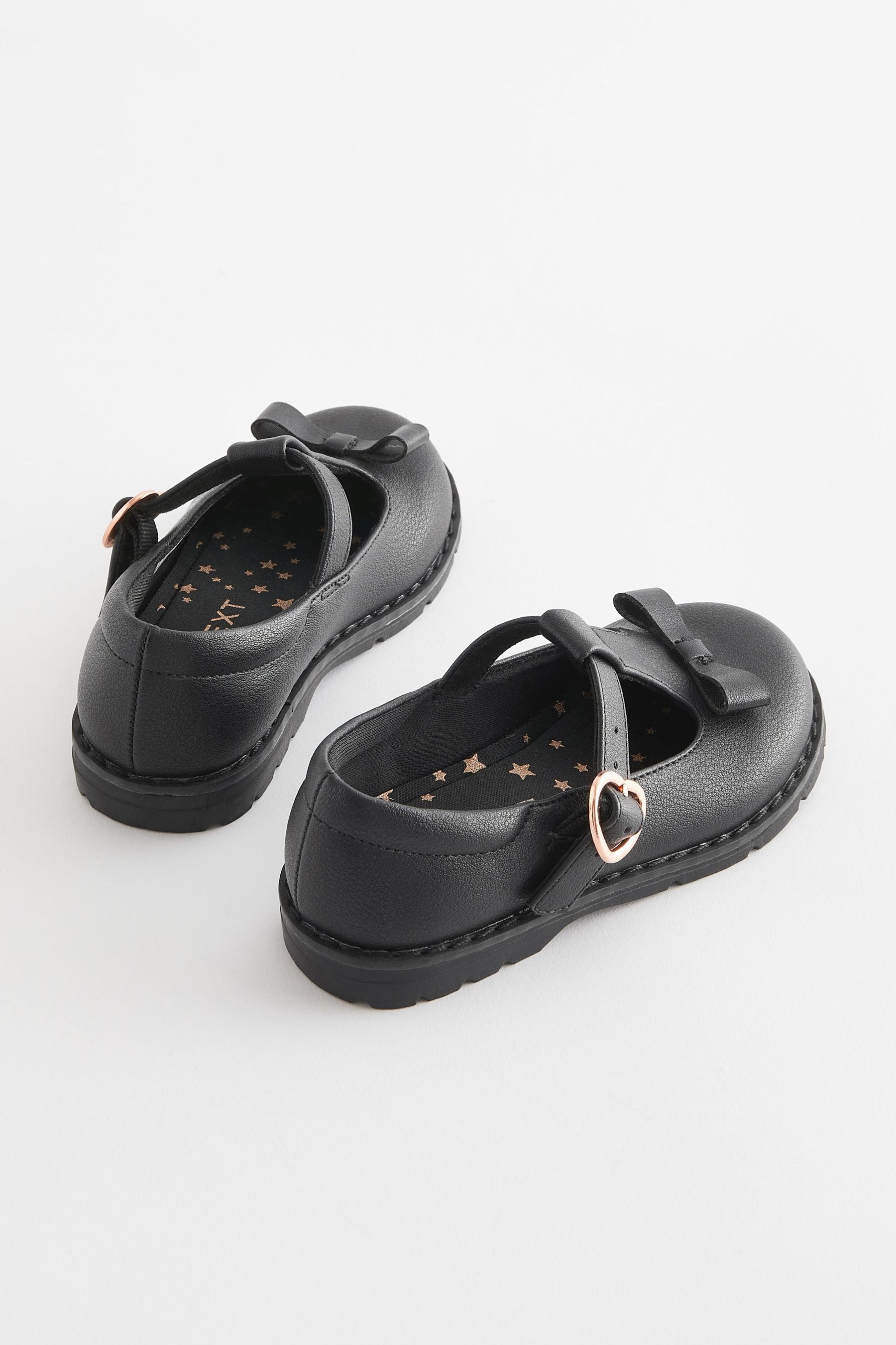 Black School Junior Bow T-Bar Shoes