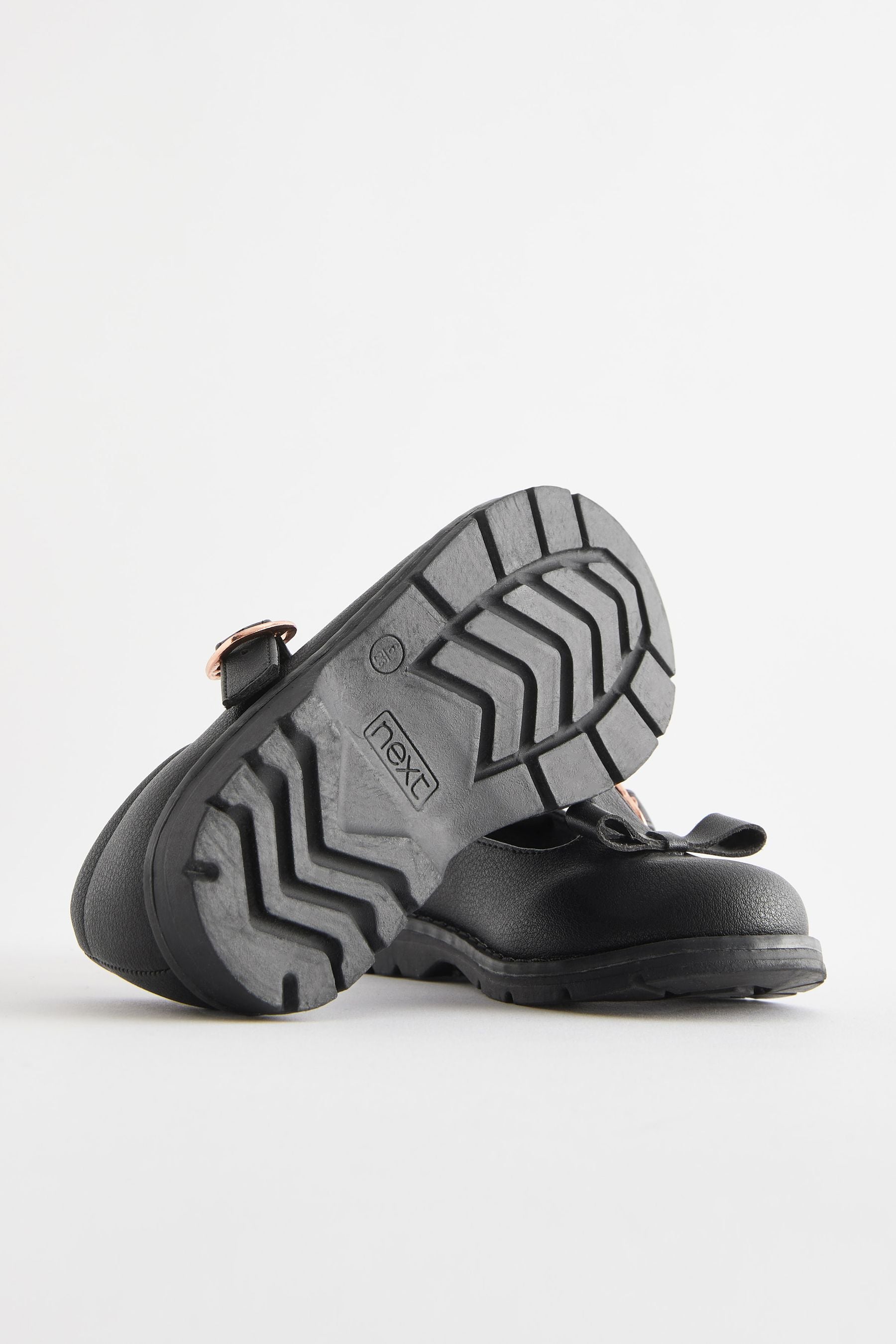 Black School Junior Bow T-Bar Shoes