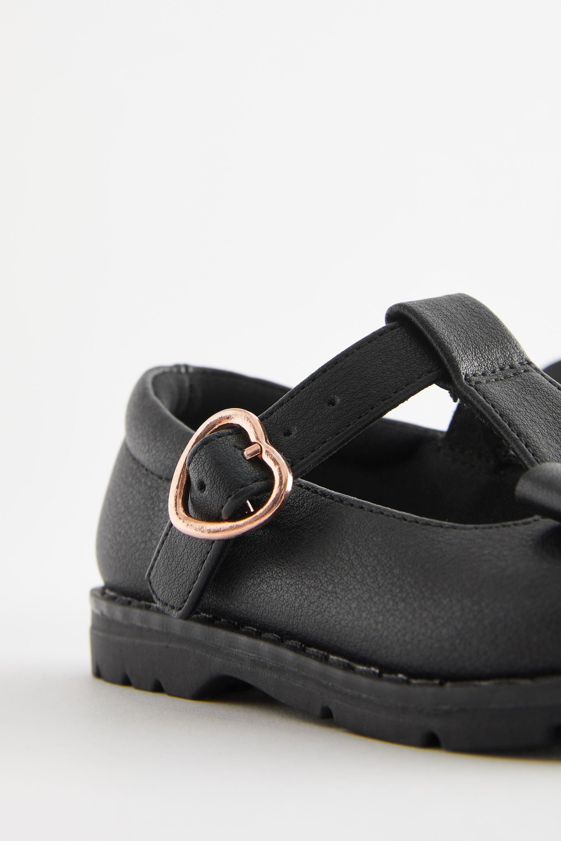 Black School Junior Bow T-Bar Shoes