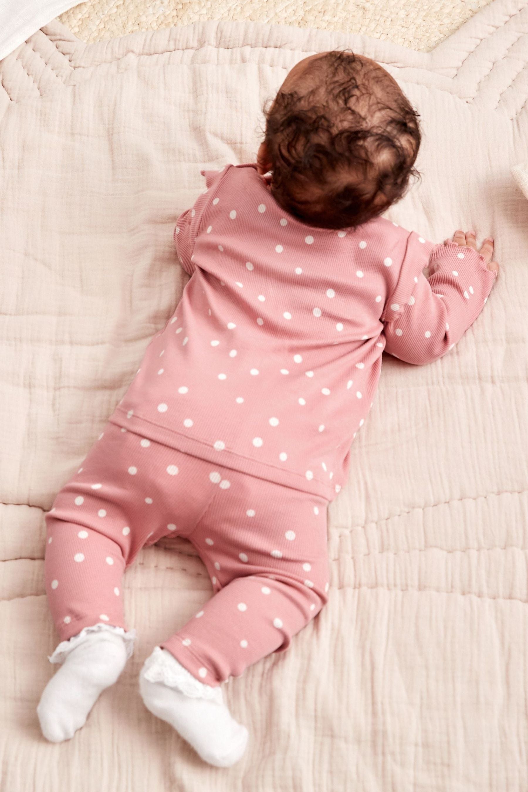 Pink Polka Dot Baby Top And Leggings Set