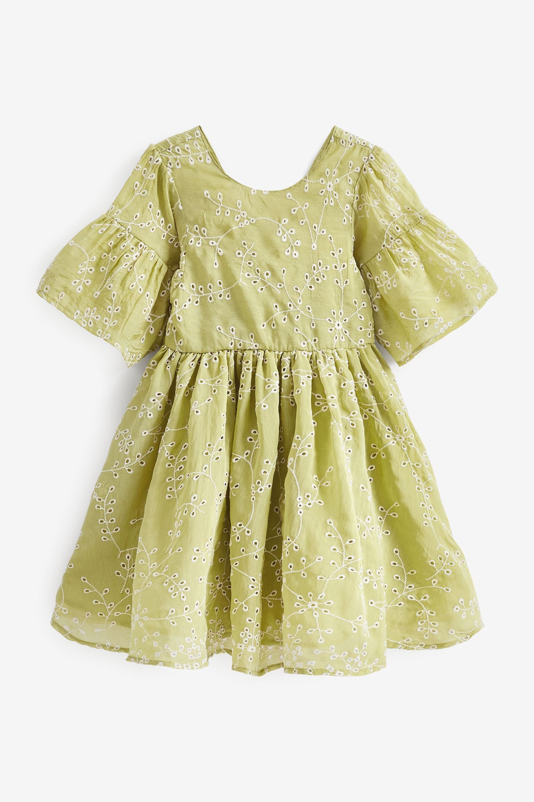 Soft Green Broderie Dress (3-16yrs)