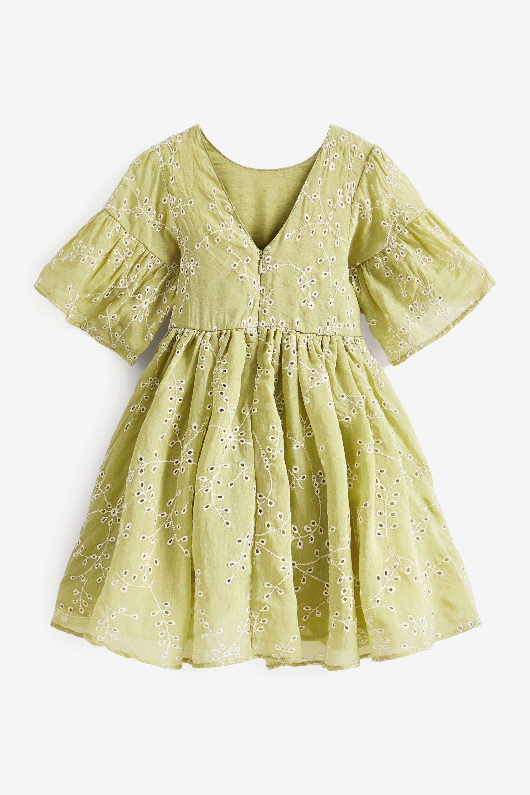 Soft Green Broderie Dress (3-16yrs)