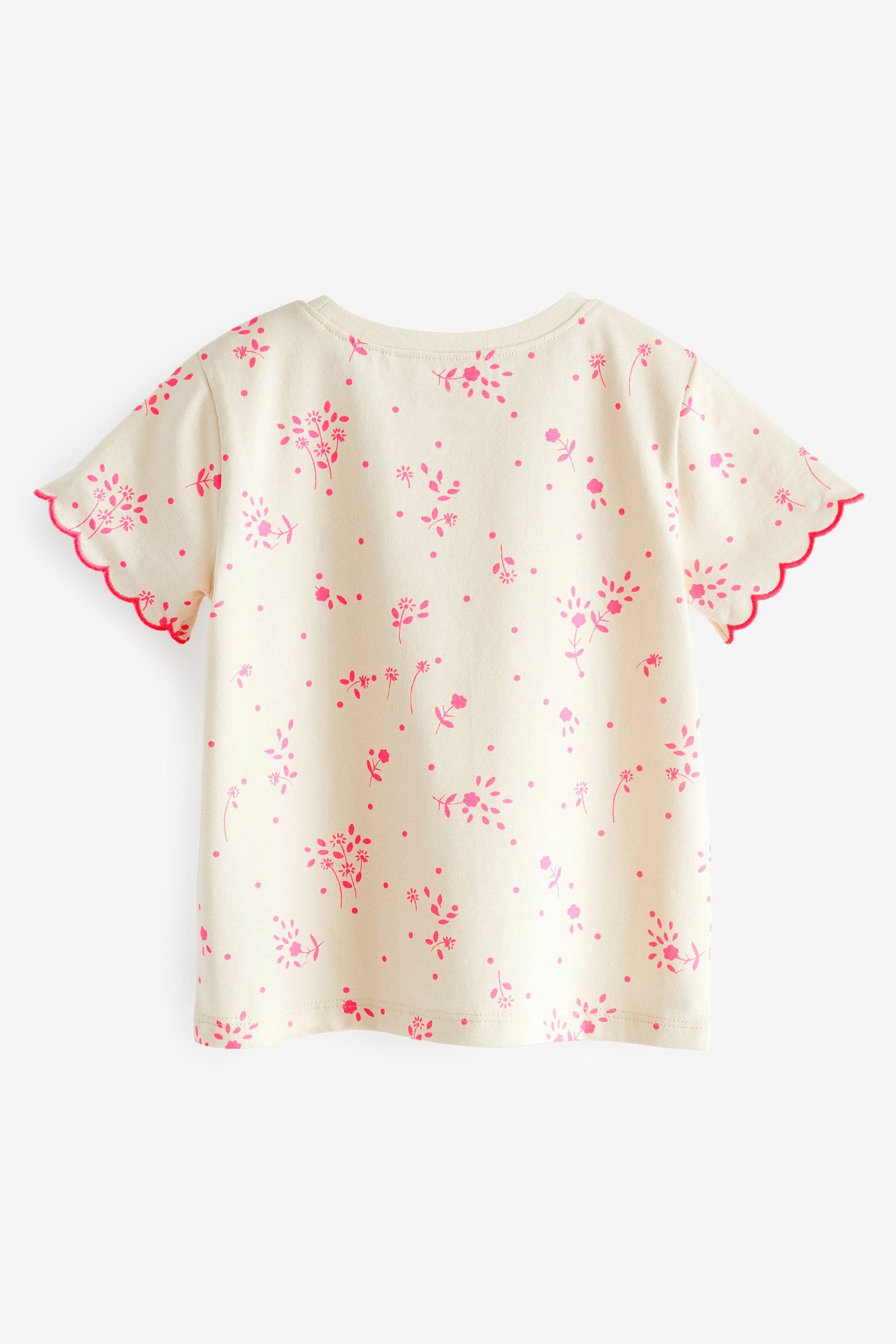 Fluro Pink Ditsy Scallop Cotton T-Shirt (3mths-7yrs)