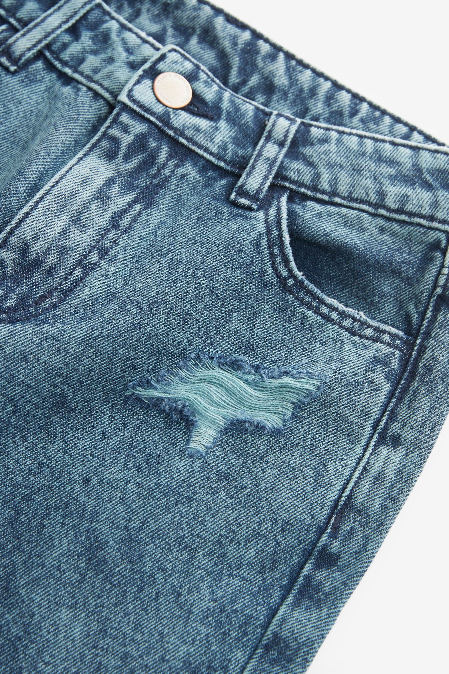 Teal Blue Distressed Mom Jeans (3-16yrs)