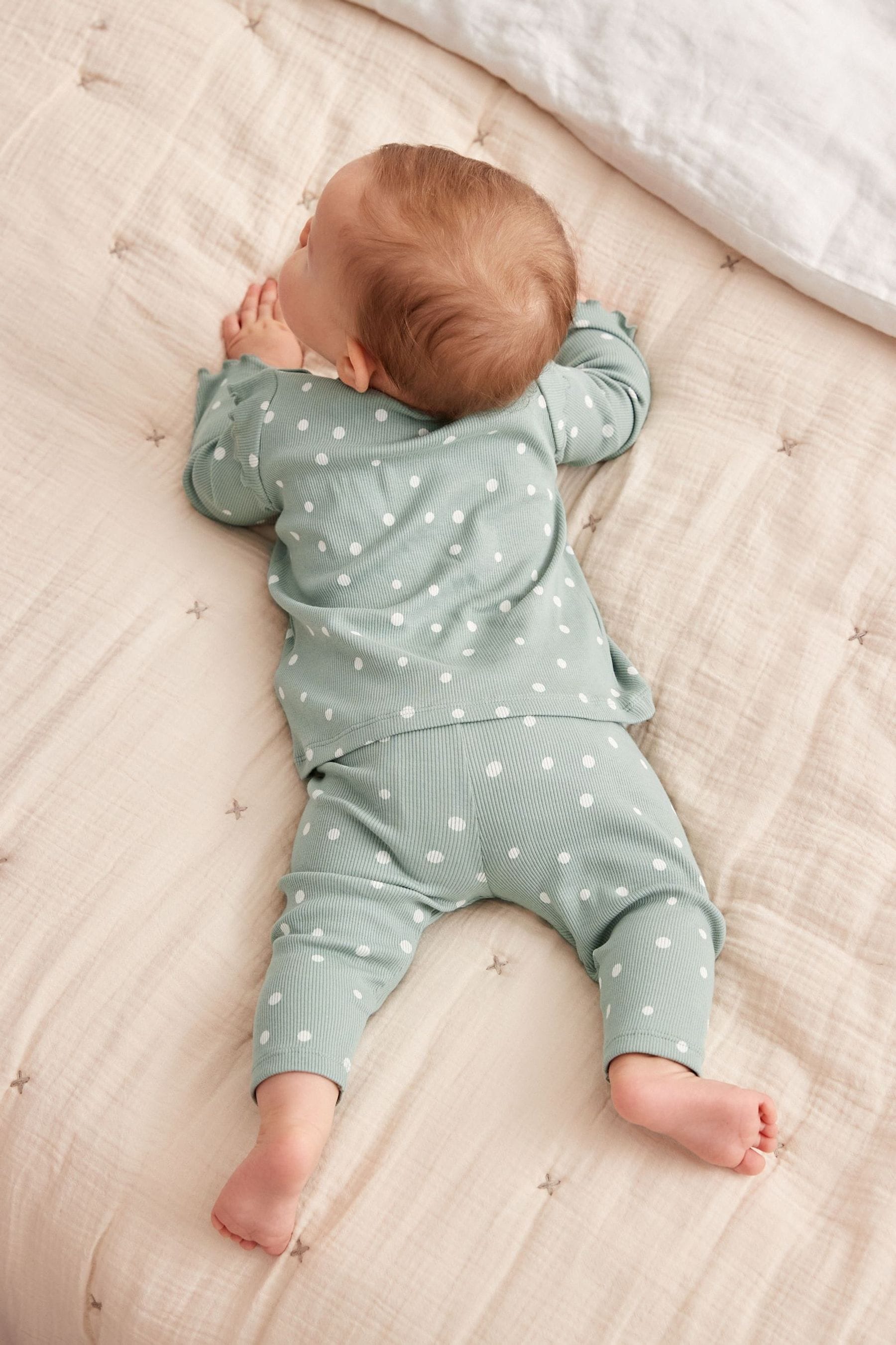 Mint Green Spot Baby Top And Leggings Set