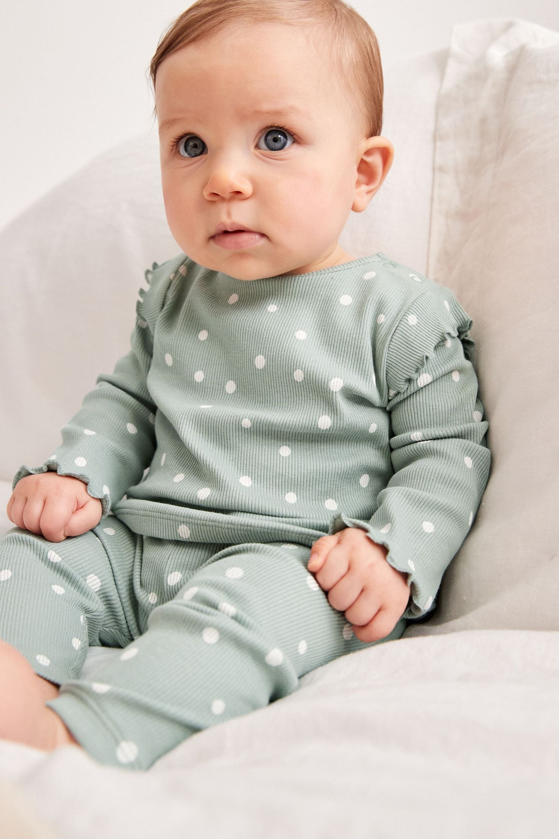 Mint Green Spot Baby Top And Leggings Set