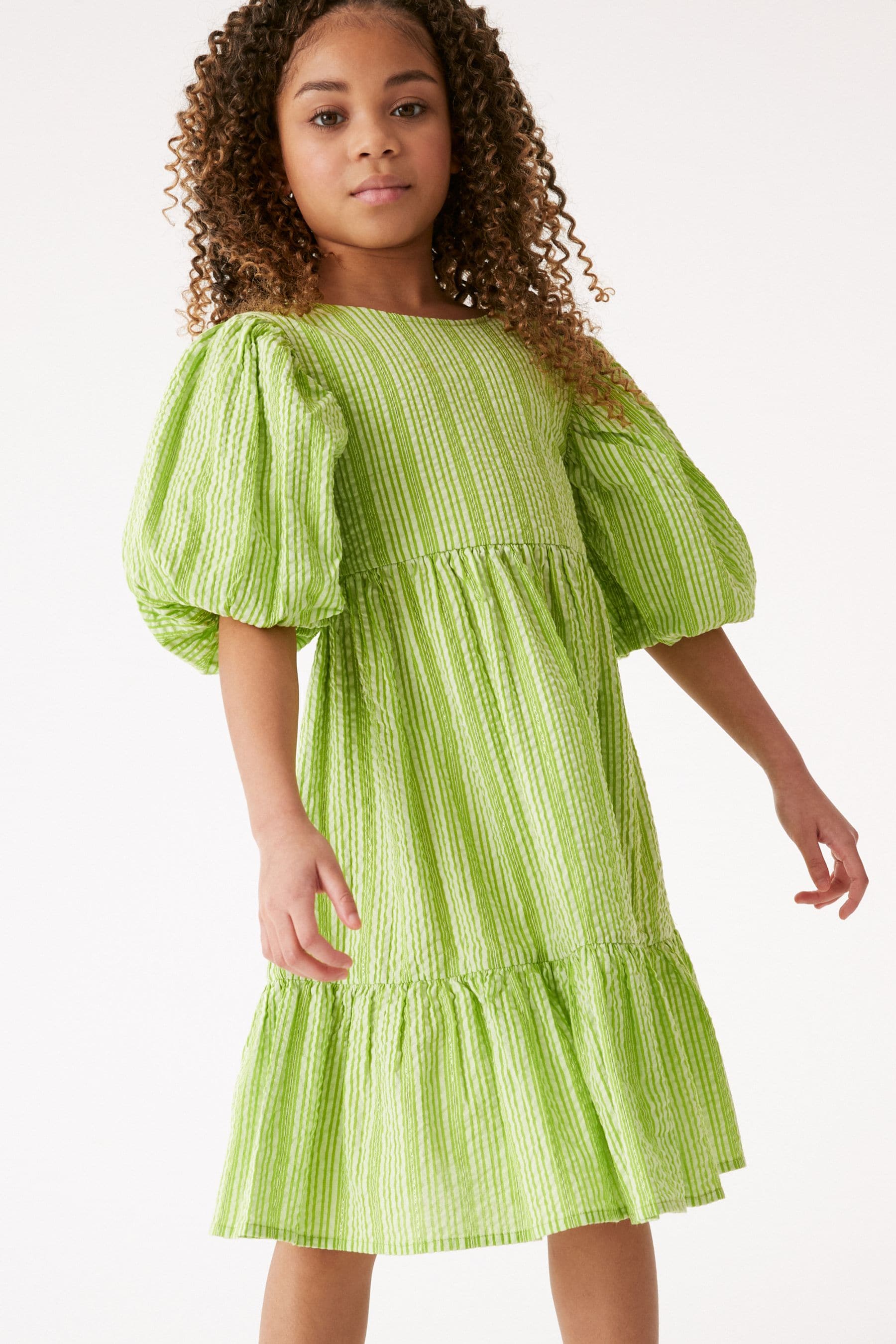 Green Sparkle Stripe Open Back Dress (3-16yrs)