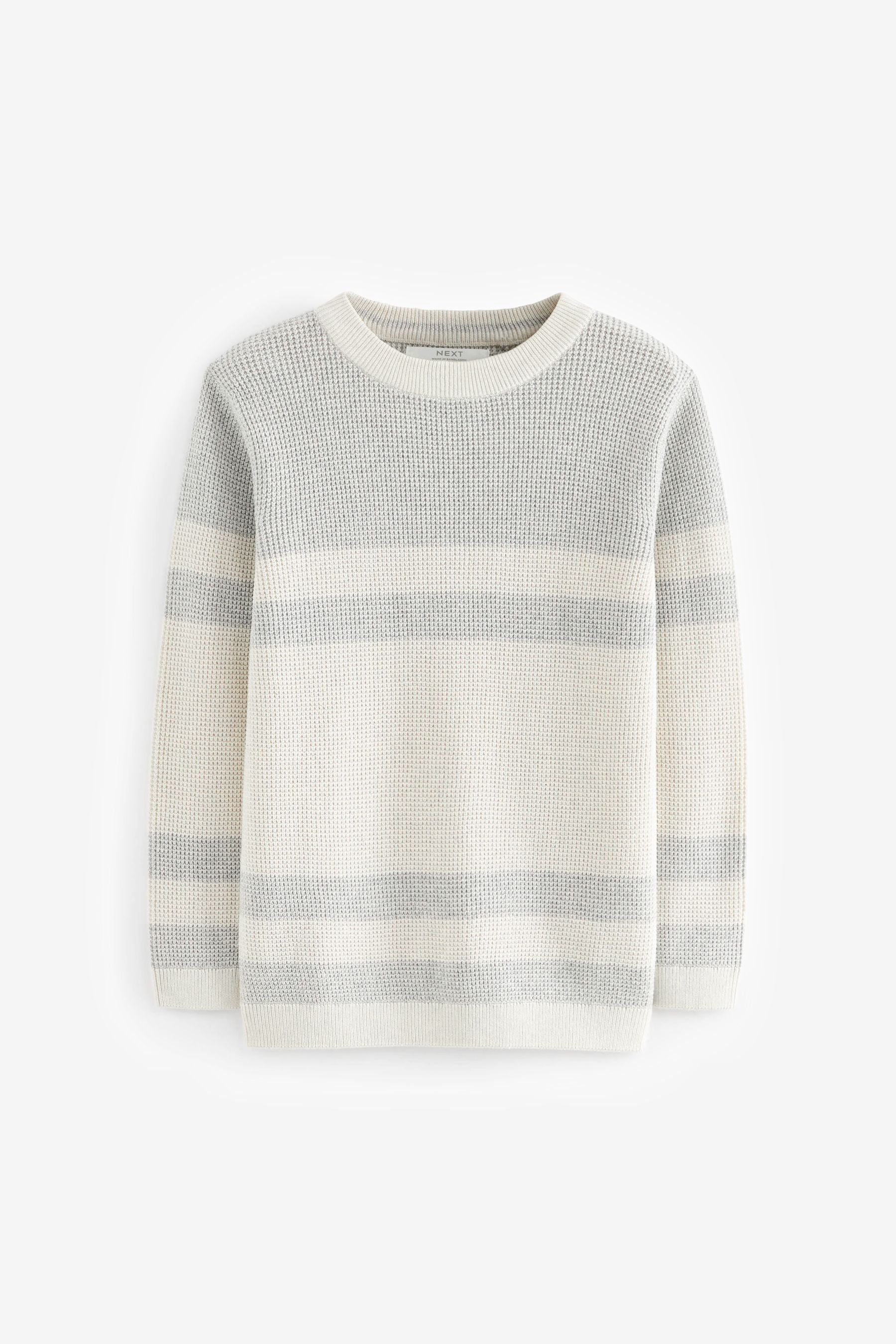 White Colourblock Textured Crew Jumper (3-16yrs)