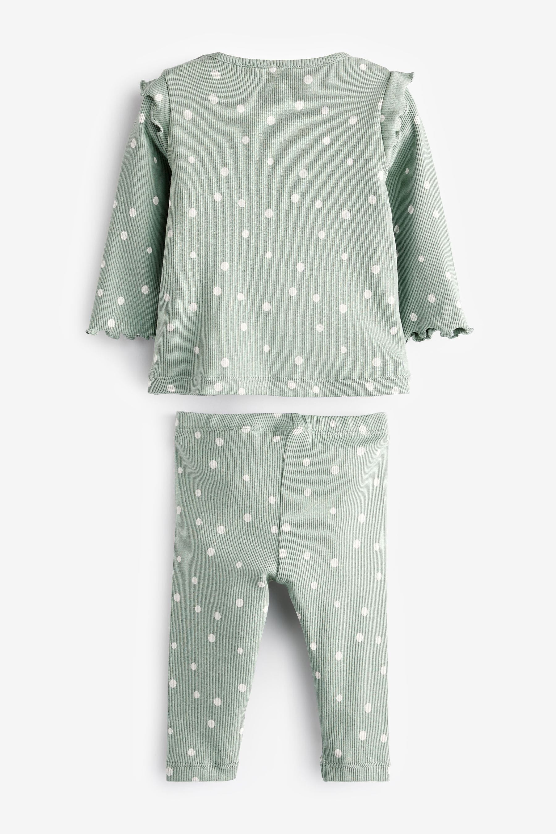 Mint Green Spot Baby Top And Leggings Set