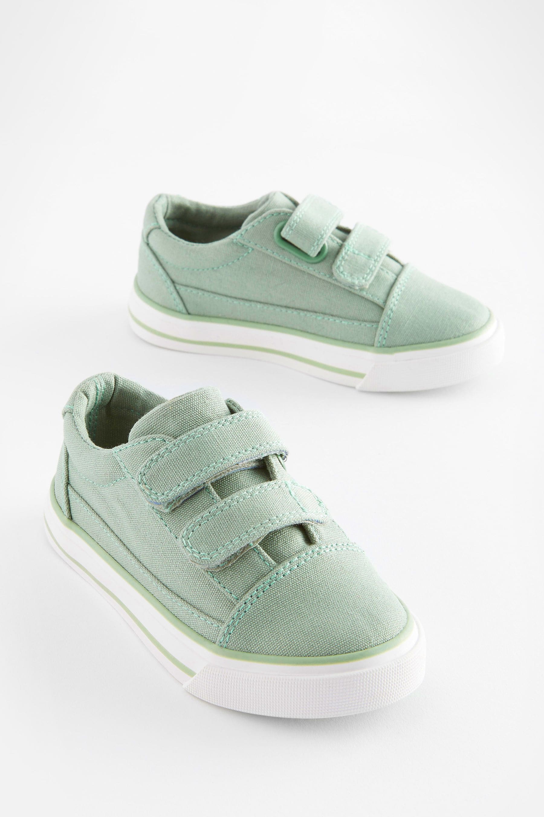 Sage Green Strap Touch Fastening Shoes