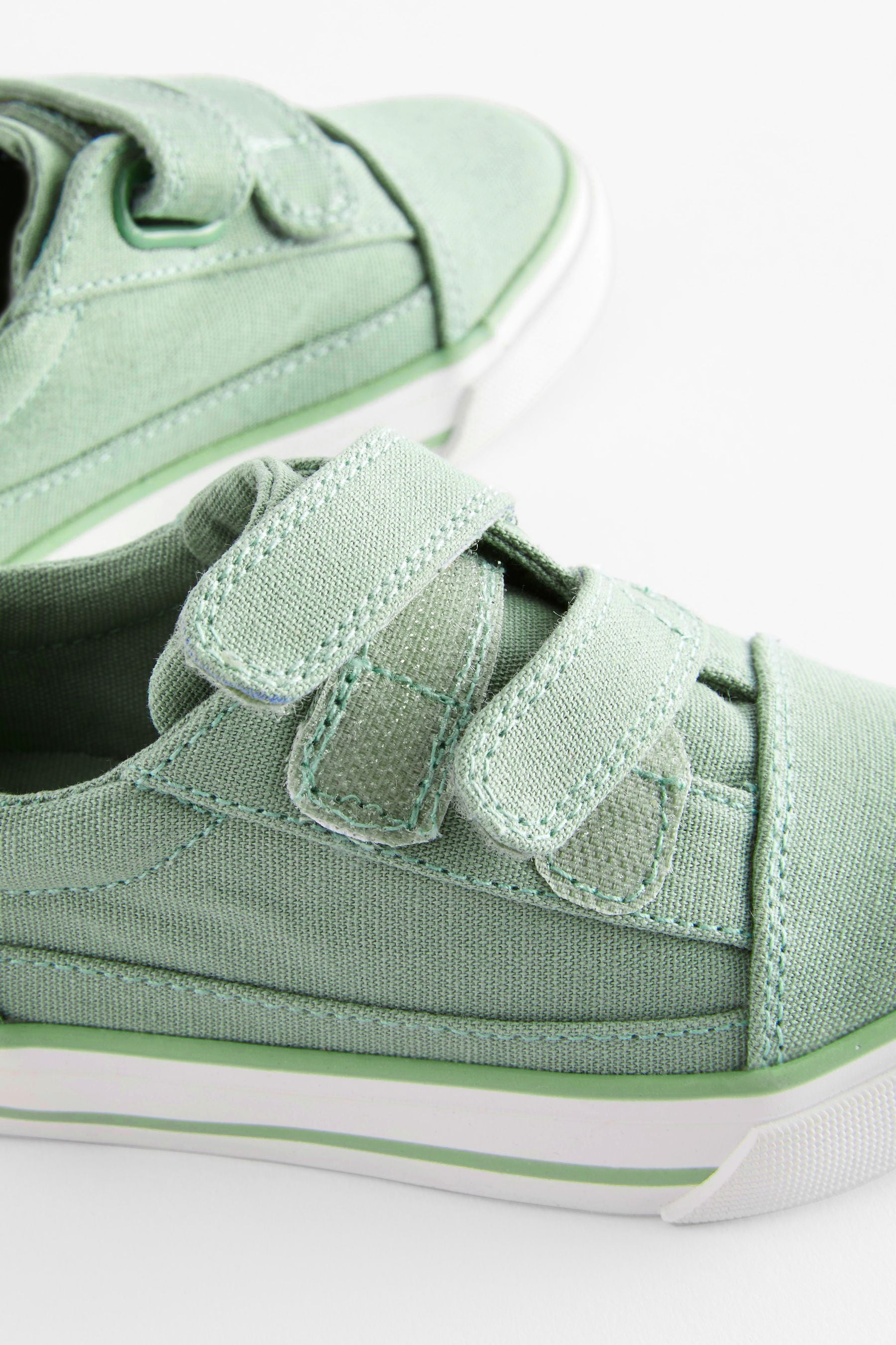 Sage Green Strap Touch Fastening Shoes