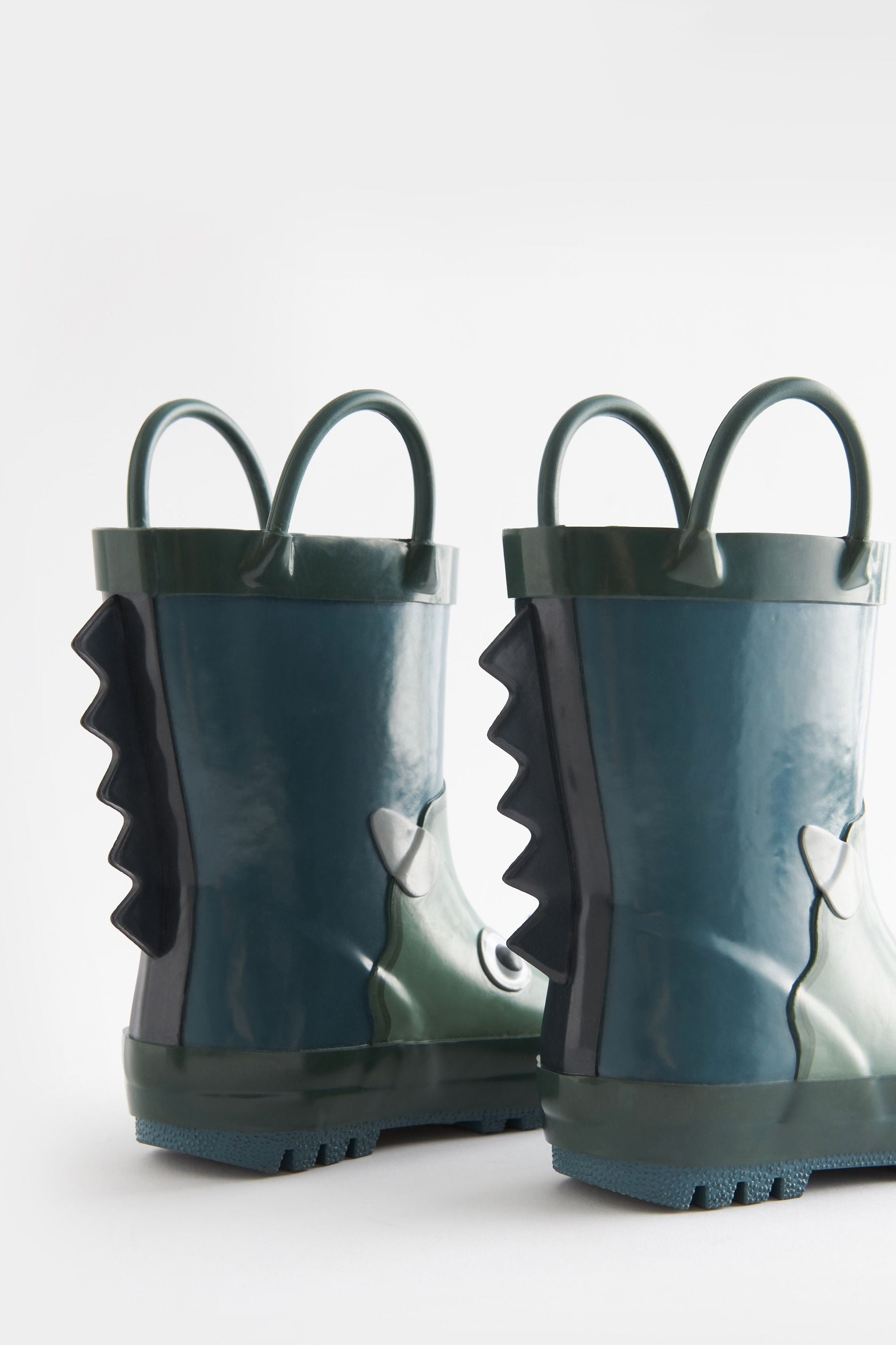 Green/Blue Dino Wellies With Pull-on Handles