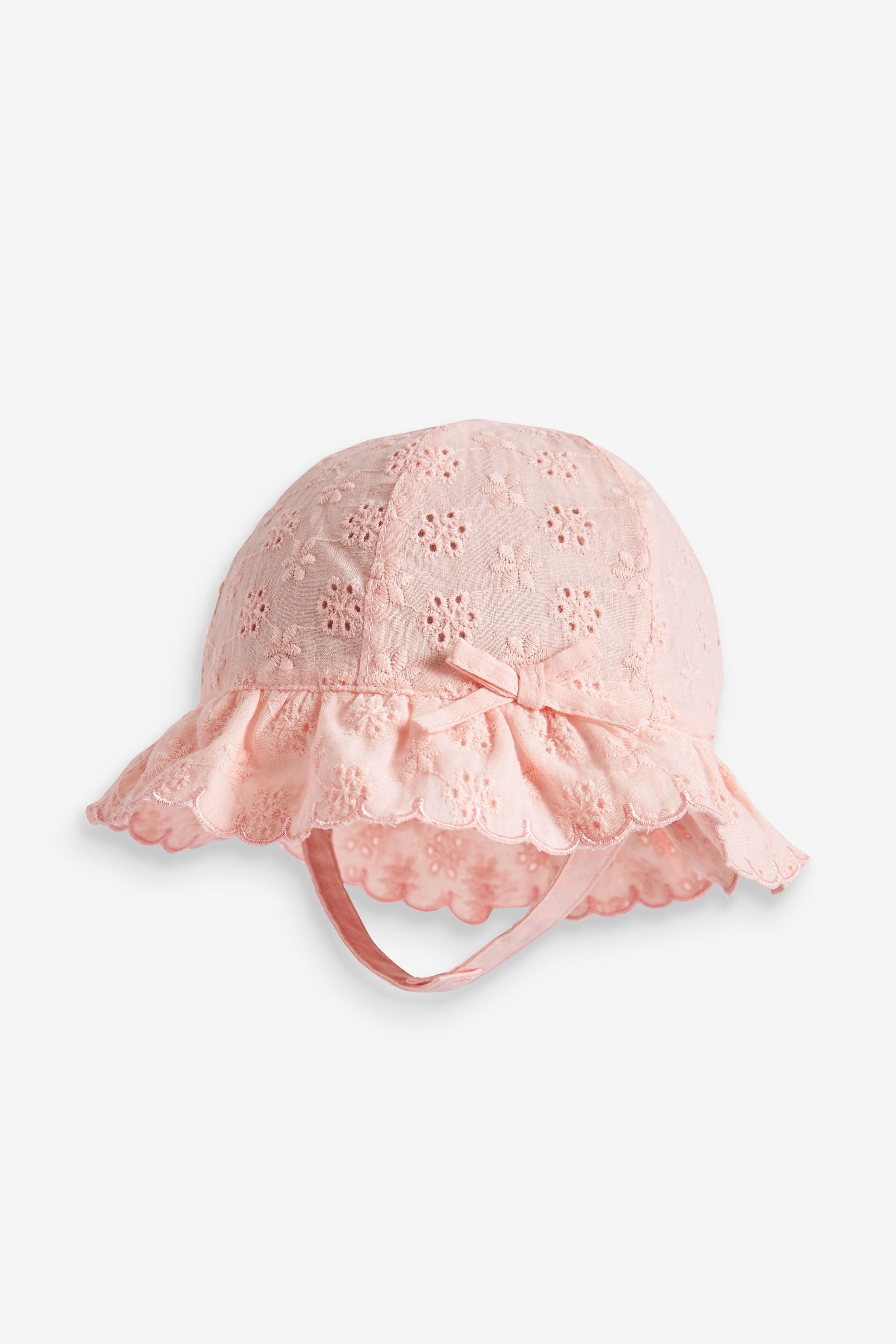 Pink Broderie Baby Hat (0mths-2yrs)