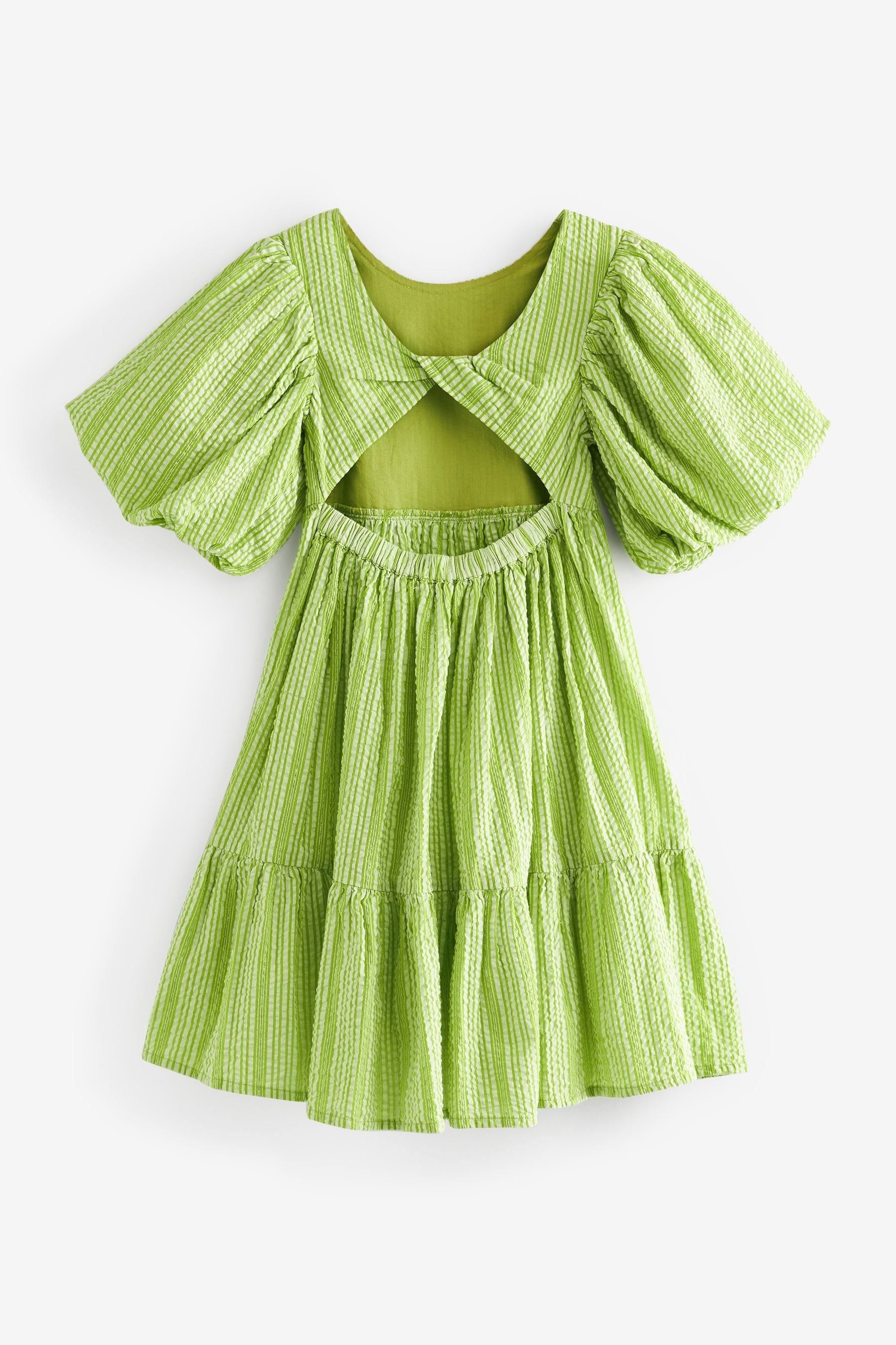 Green Sparkle Stripe Open Back Dress (3-16yrs)