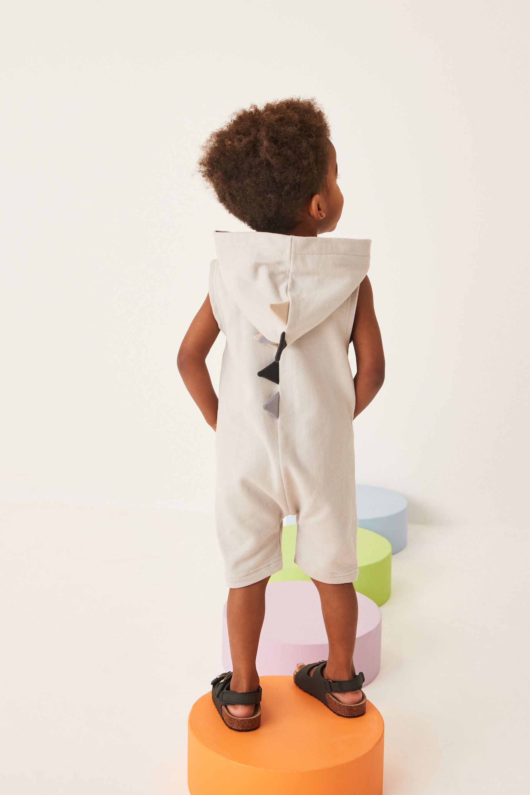 Stone Dino Spike Sleeveless Hooded All-In-One (3mths-7yrs)