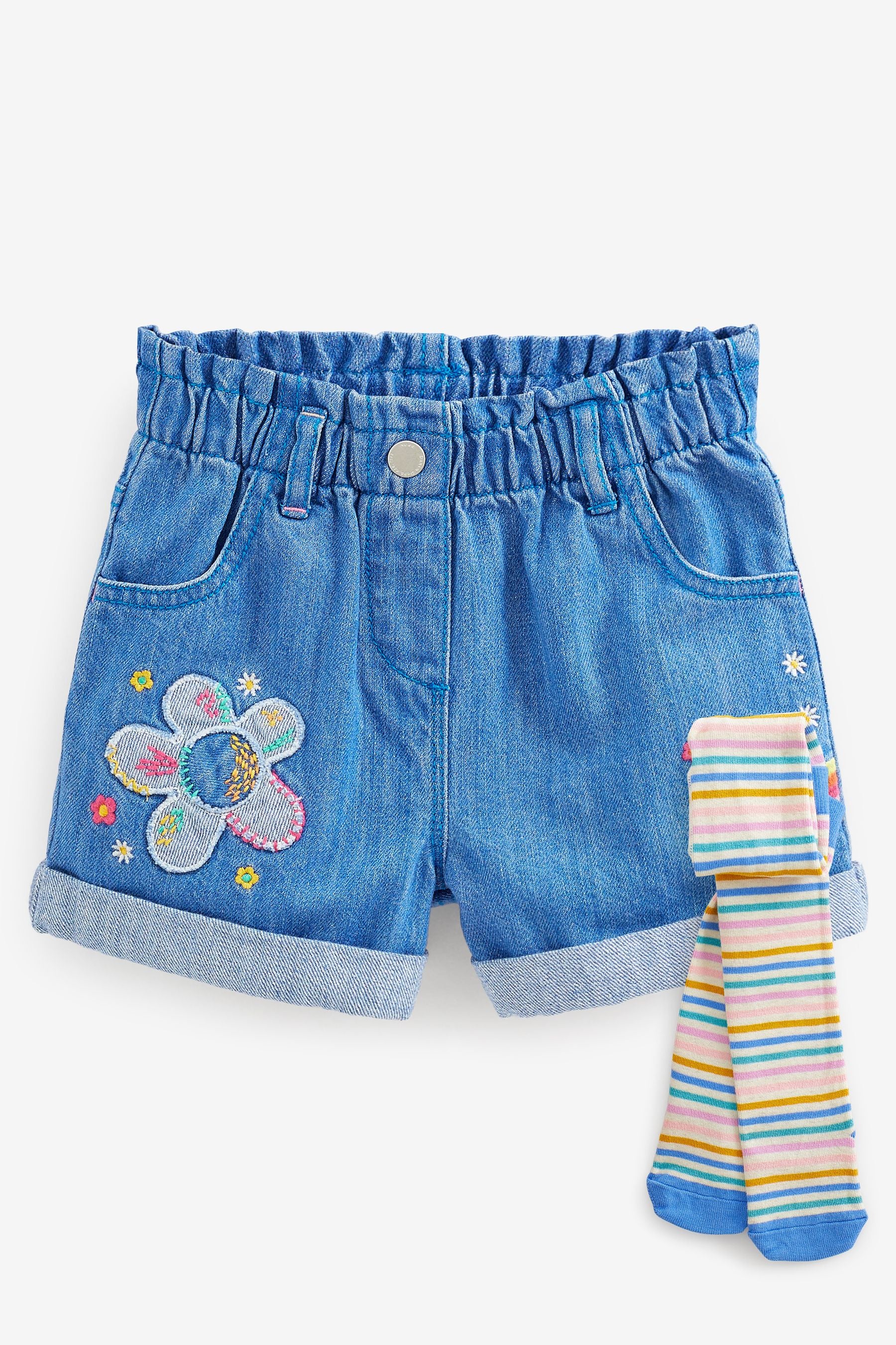 Denim Shorts And Tights Set (3mths-7yrs)