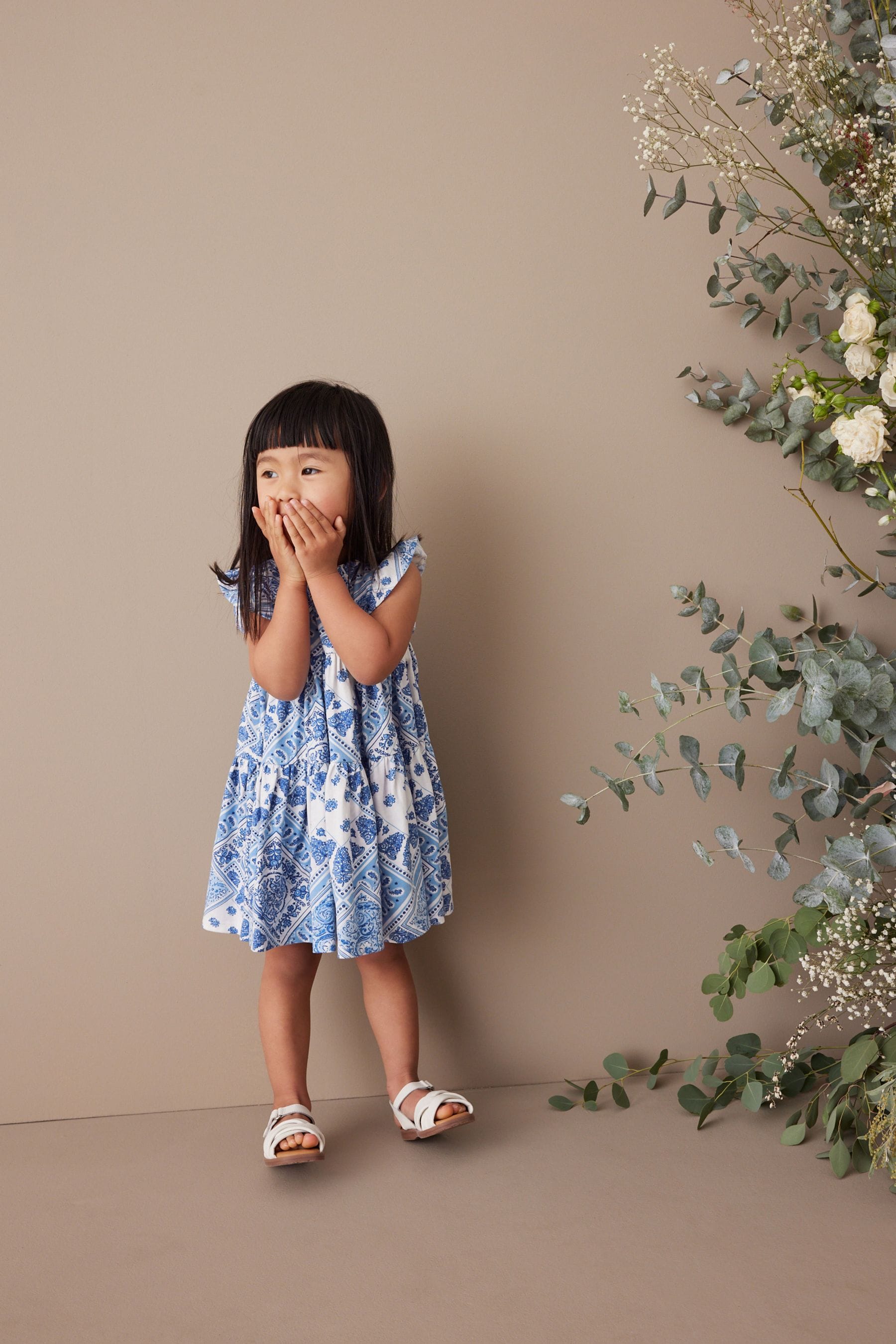 Blue Short Sleeve Tiered Jersey Dress (3mths-7yrs)