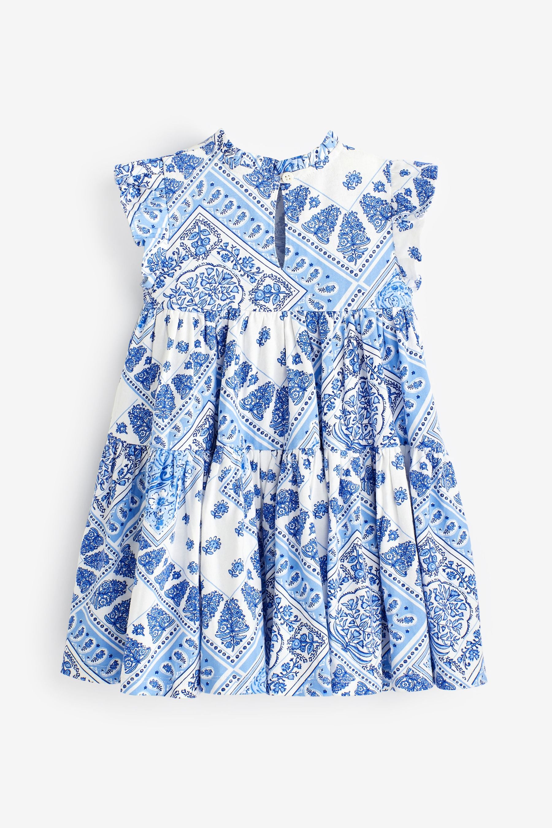 Blue Short Sleeve Tiered Jersey Dress (3mths-7yrs)