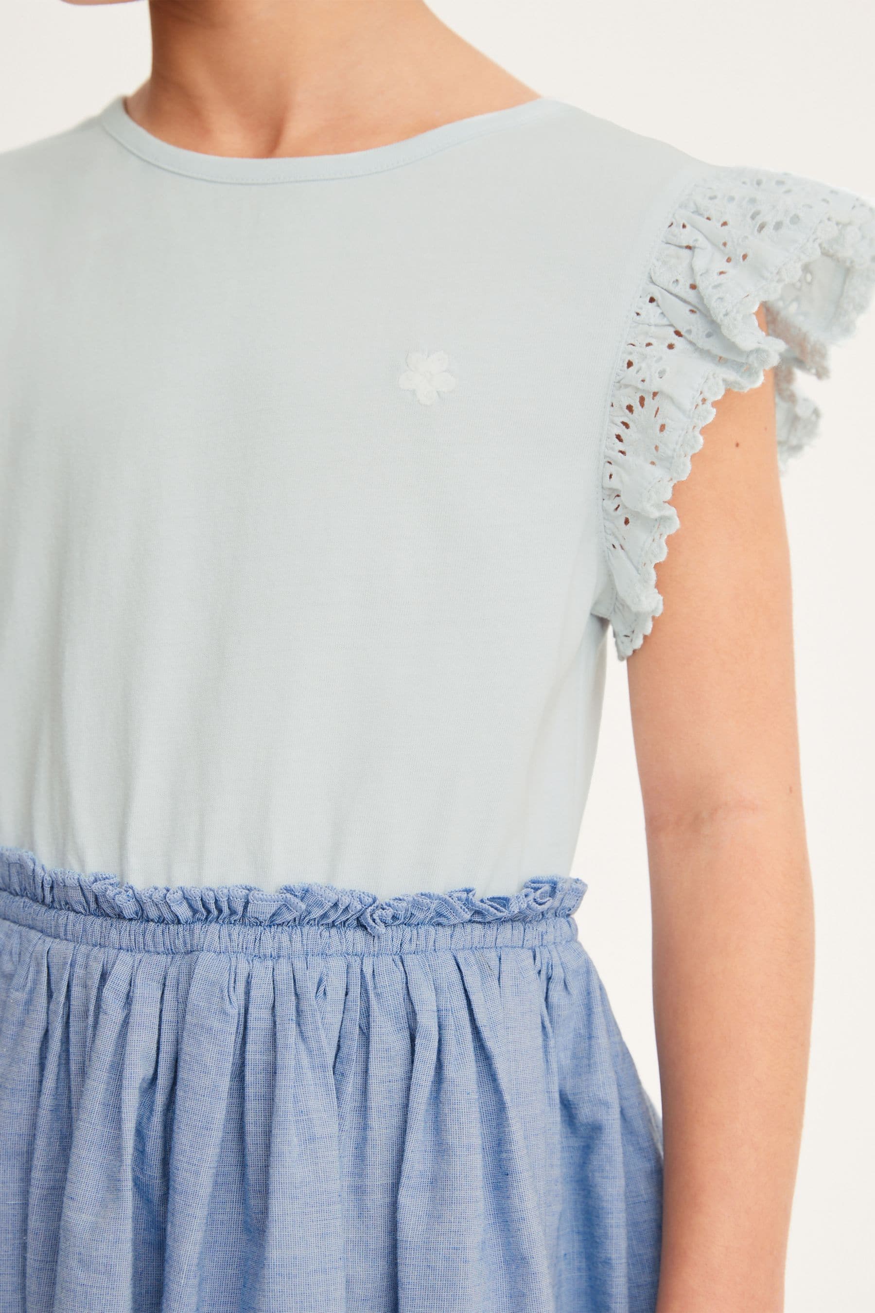 Blue Floral Embroidered Skirt Dress (3-16yrs)