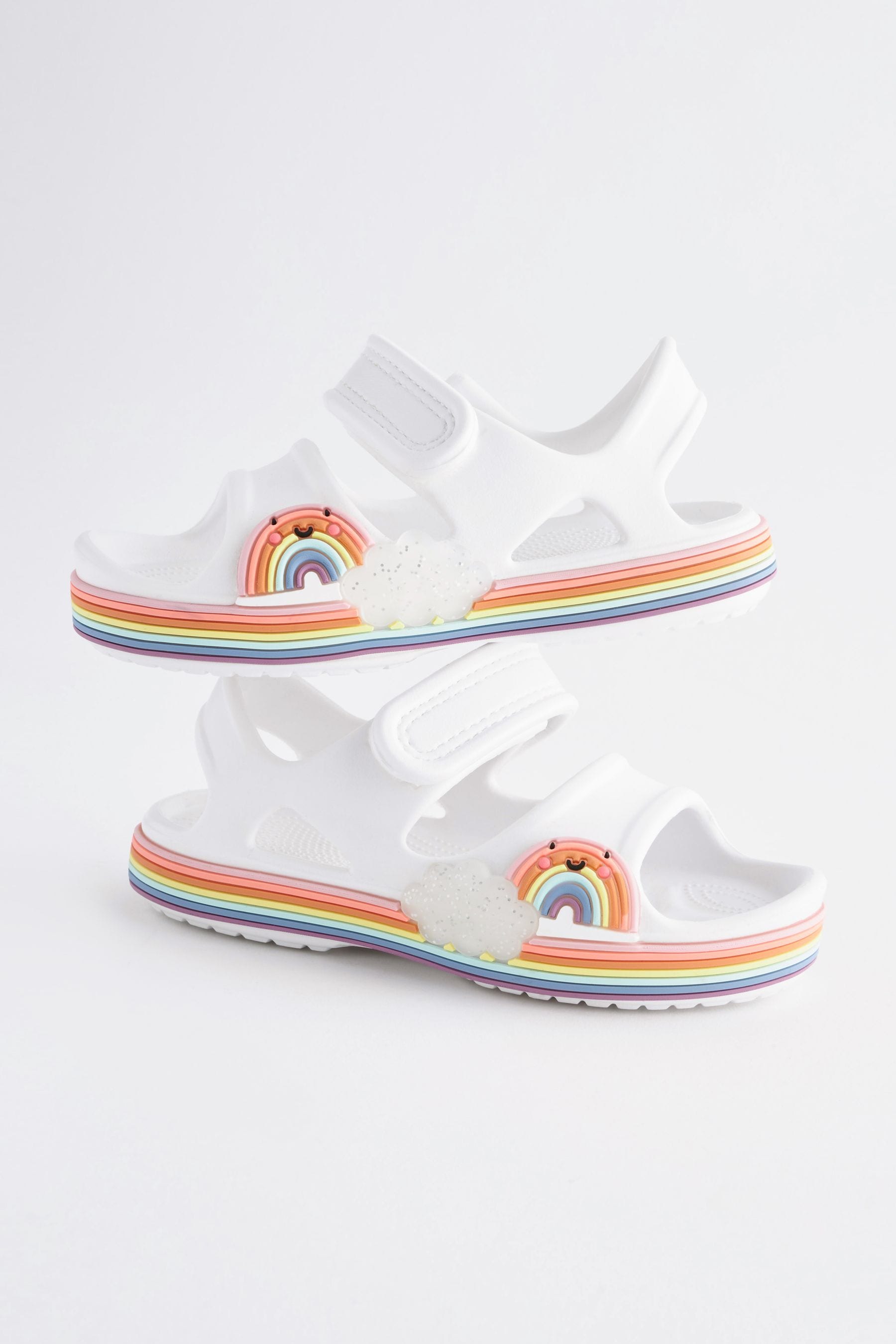 White Rainbow Double Strap Sandals