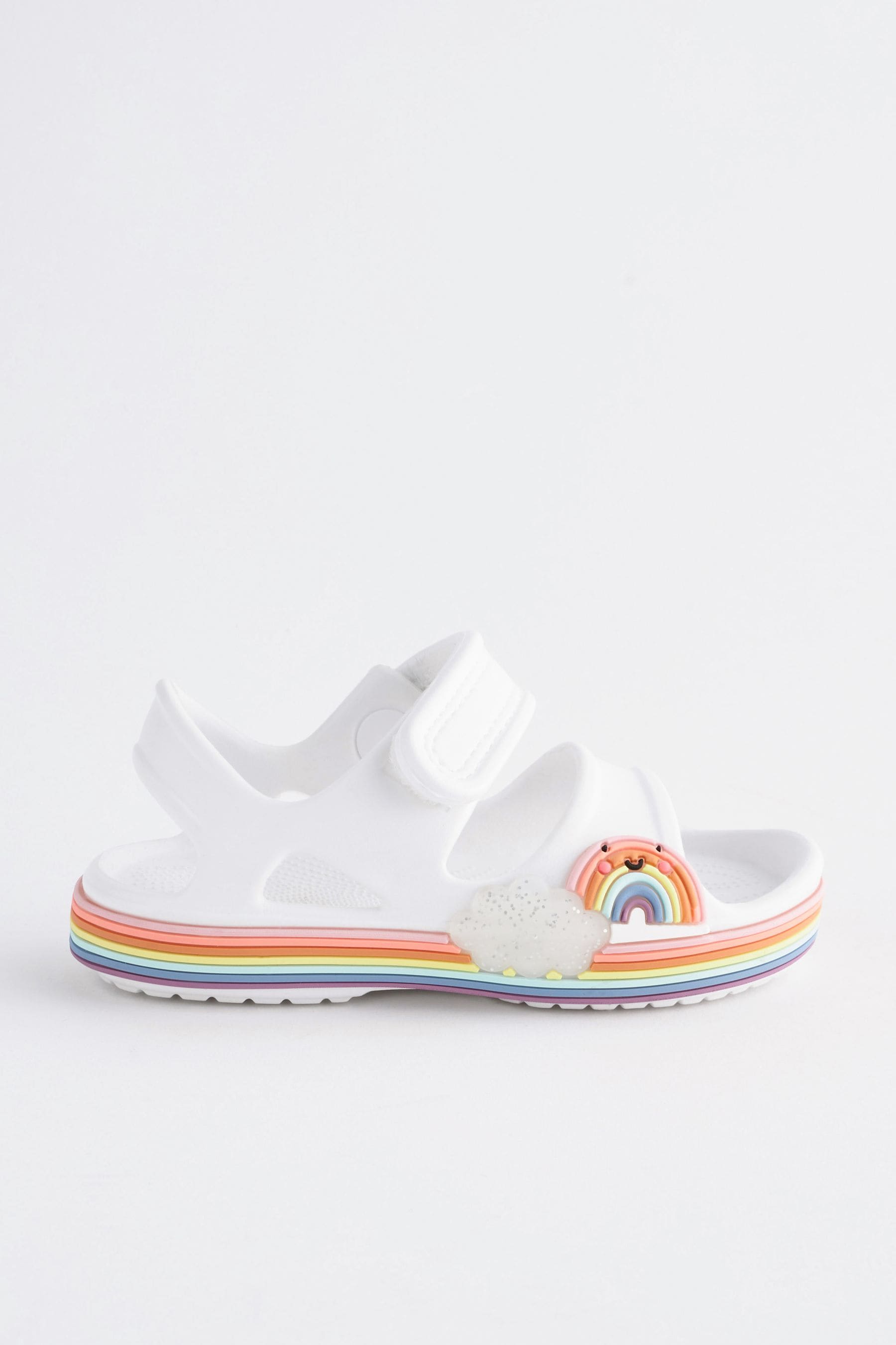 White Rainbow Double Strap Sandals