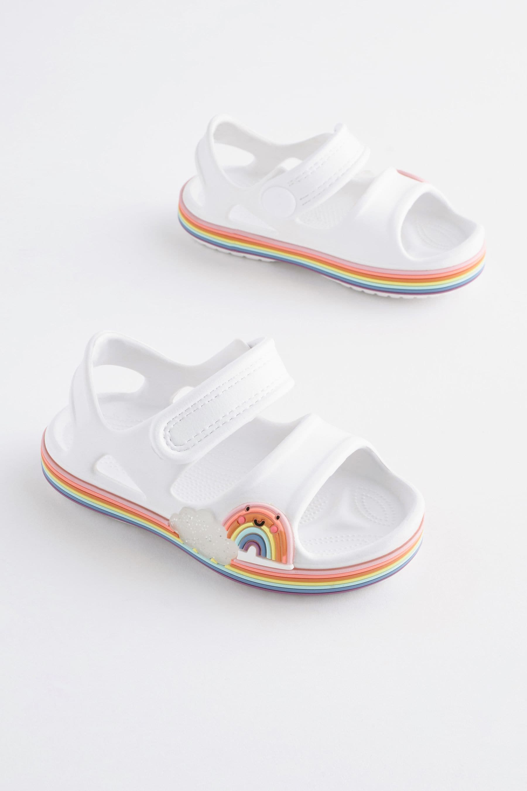 White Rainbow Double Strap Sandals