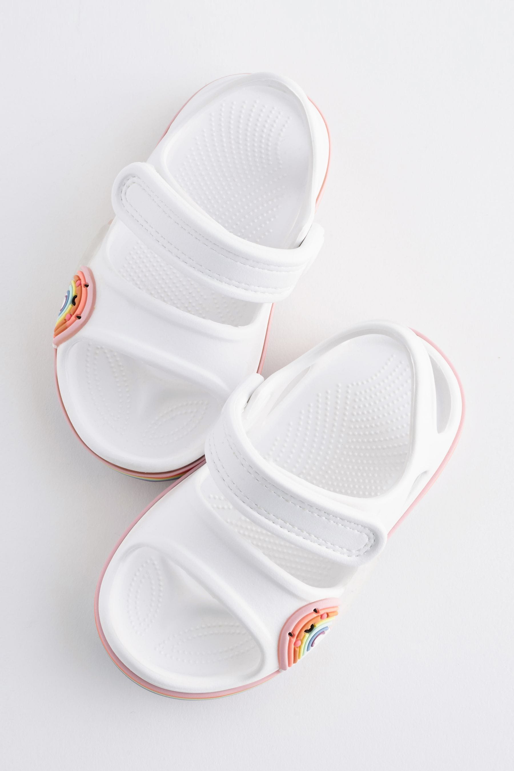 White Rainbow Double Strap Sandals