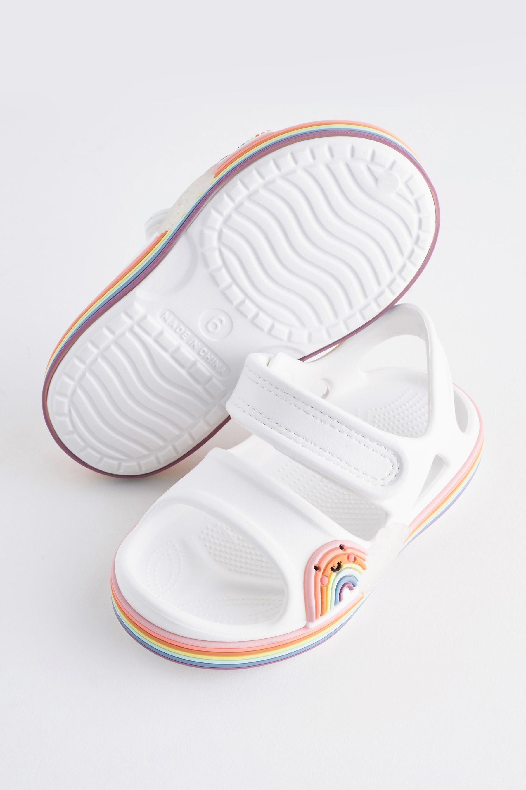 White Rainbow Double Strap Sandals