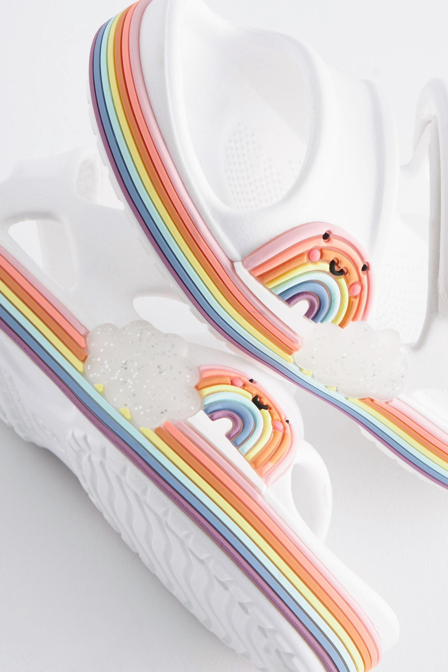 White Rainbow Double Strap Sandals