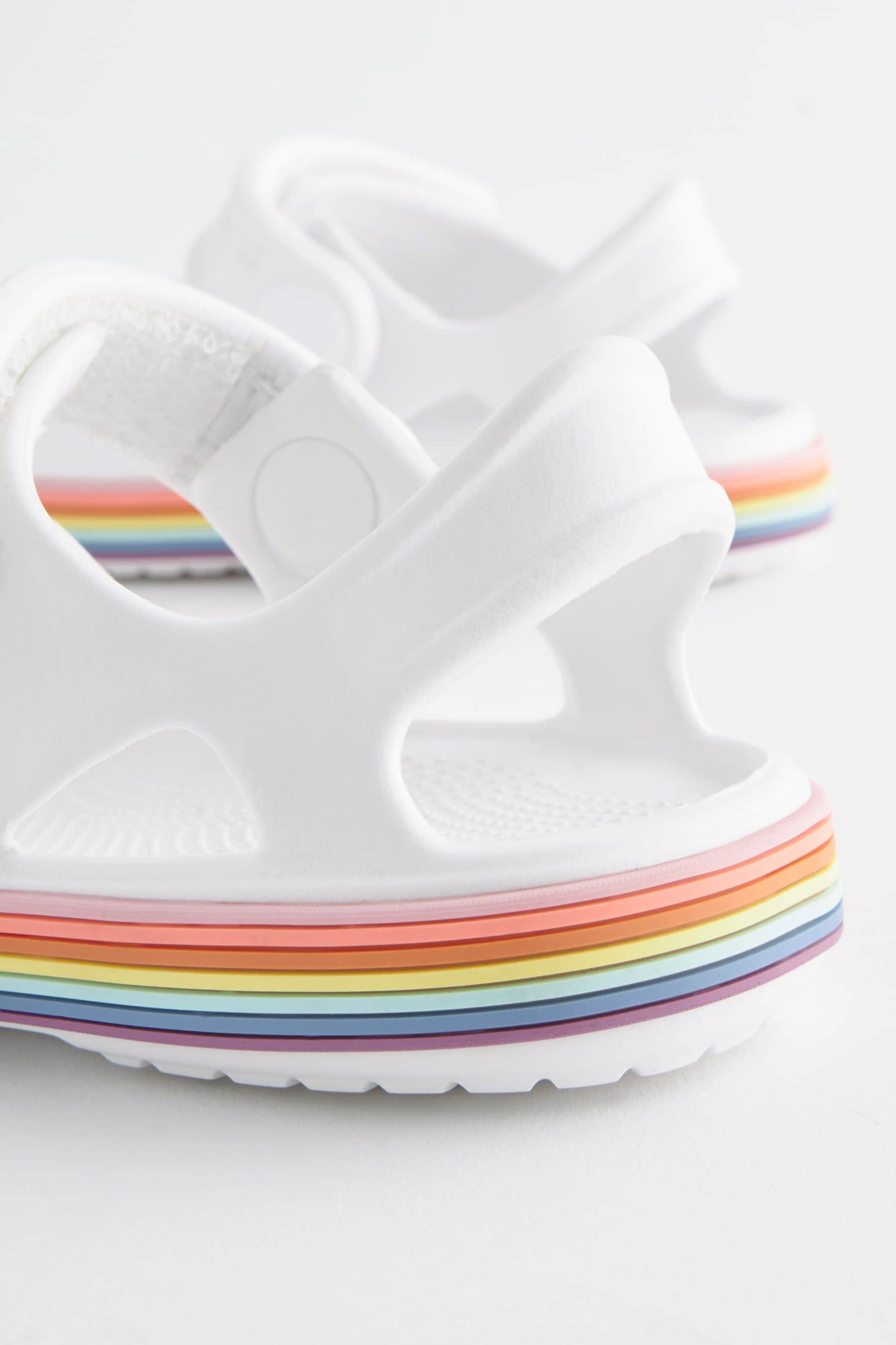 White Rainbow Double Strap Sandals