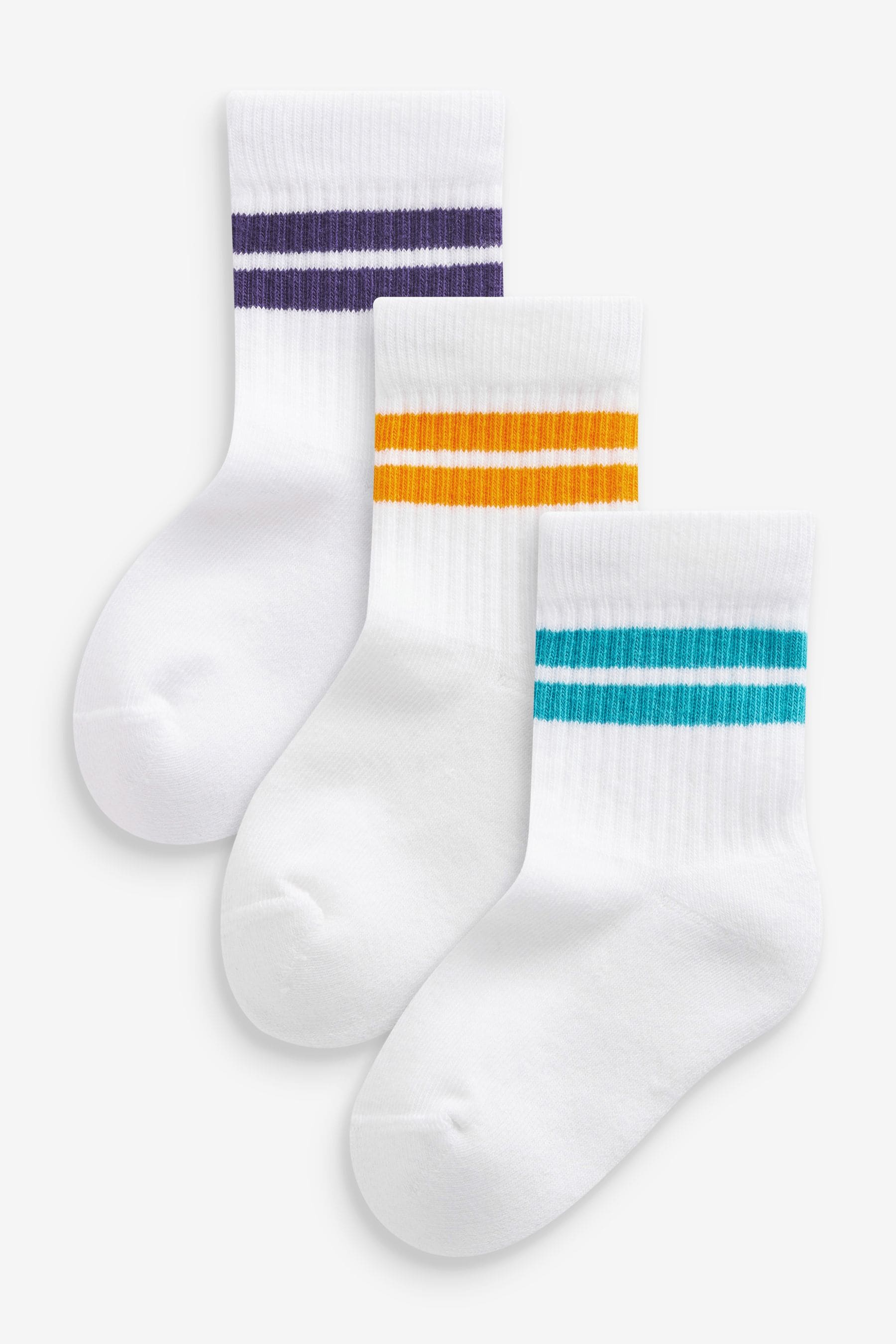 White/Aqua Blue Rib Socks 3 Pack