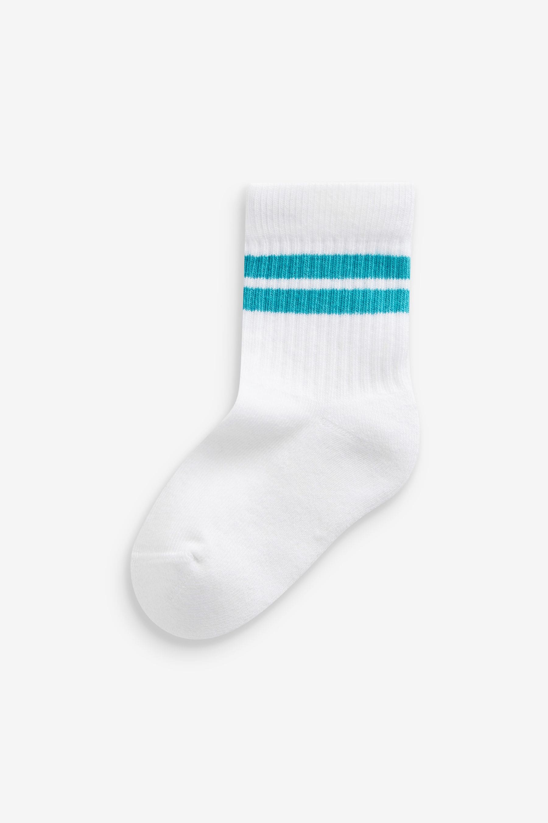 White/Aqua Blue Rib Socks 3 Pack