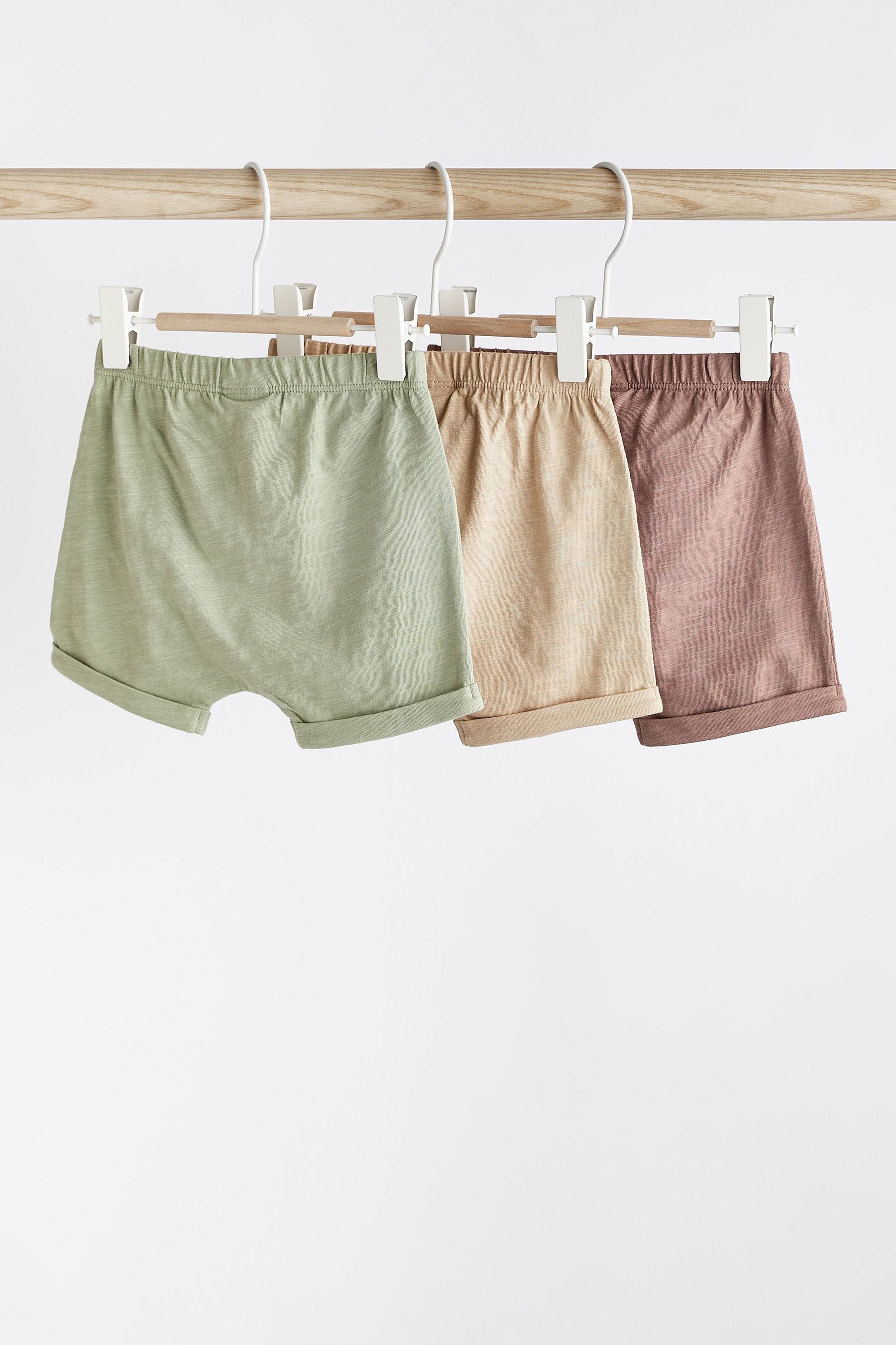 Stone Natural/Sage Green Baby Jersey Shorts 3 Pack