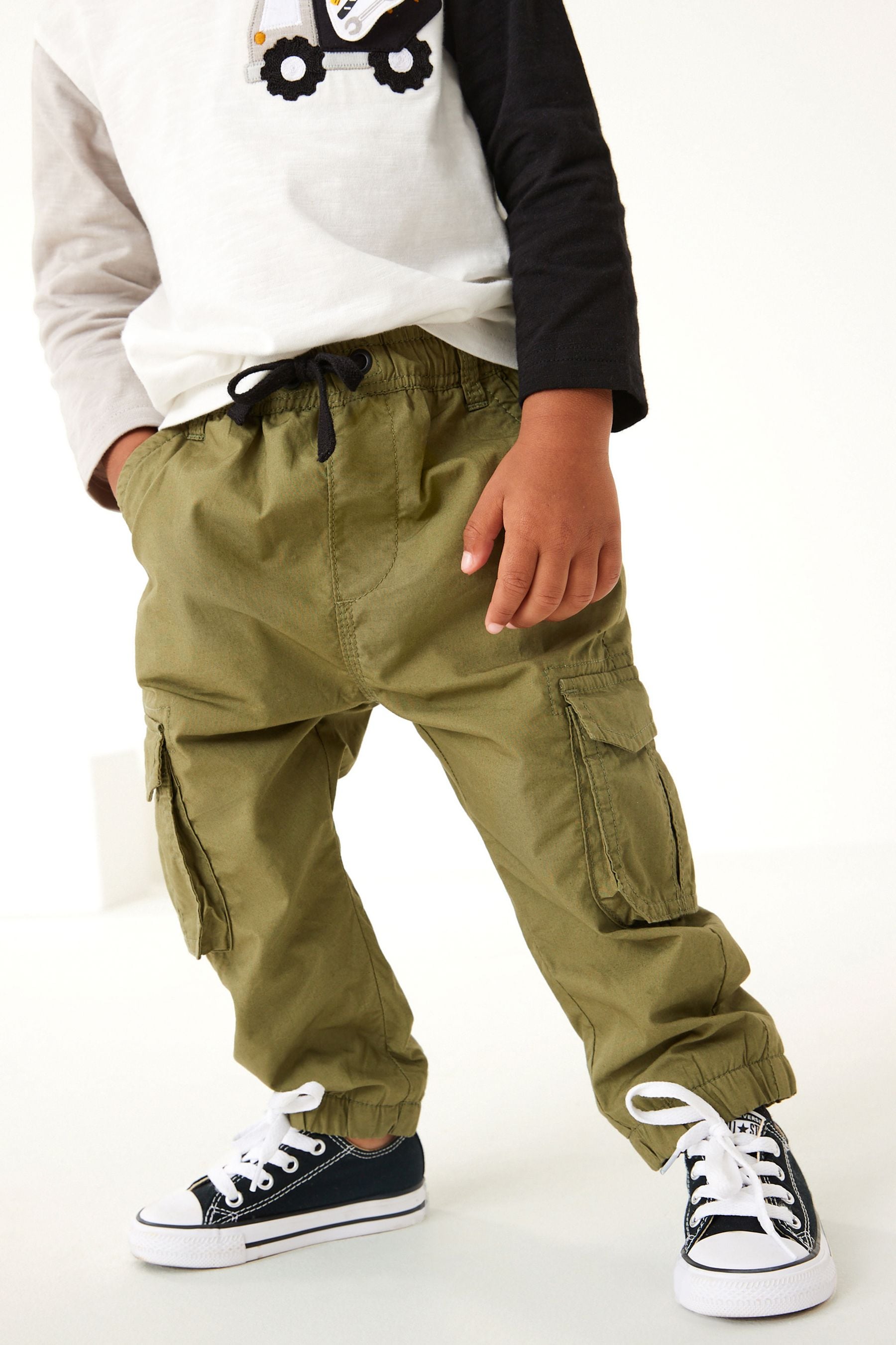 Khaki Green Lined Cargo Trousers (3mths-7yrs)