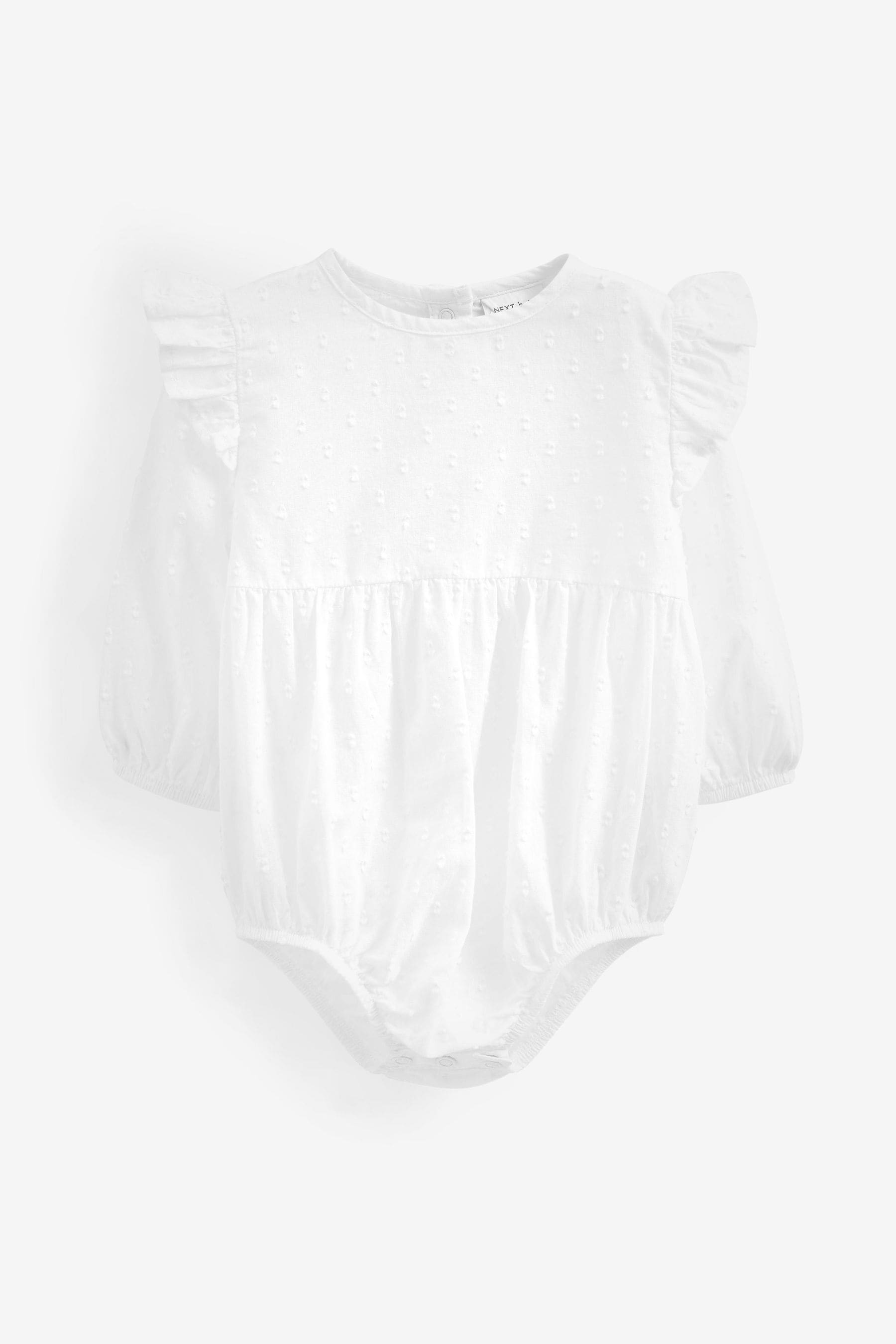 Ecru White Woven Baby Bodysuit