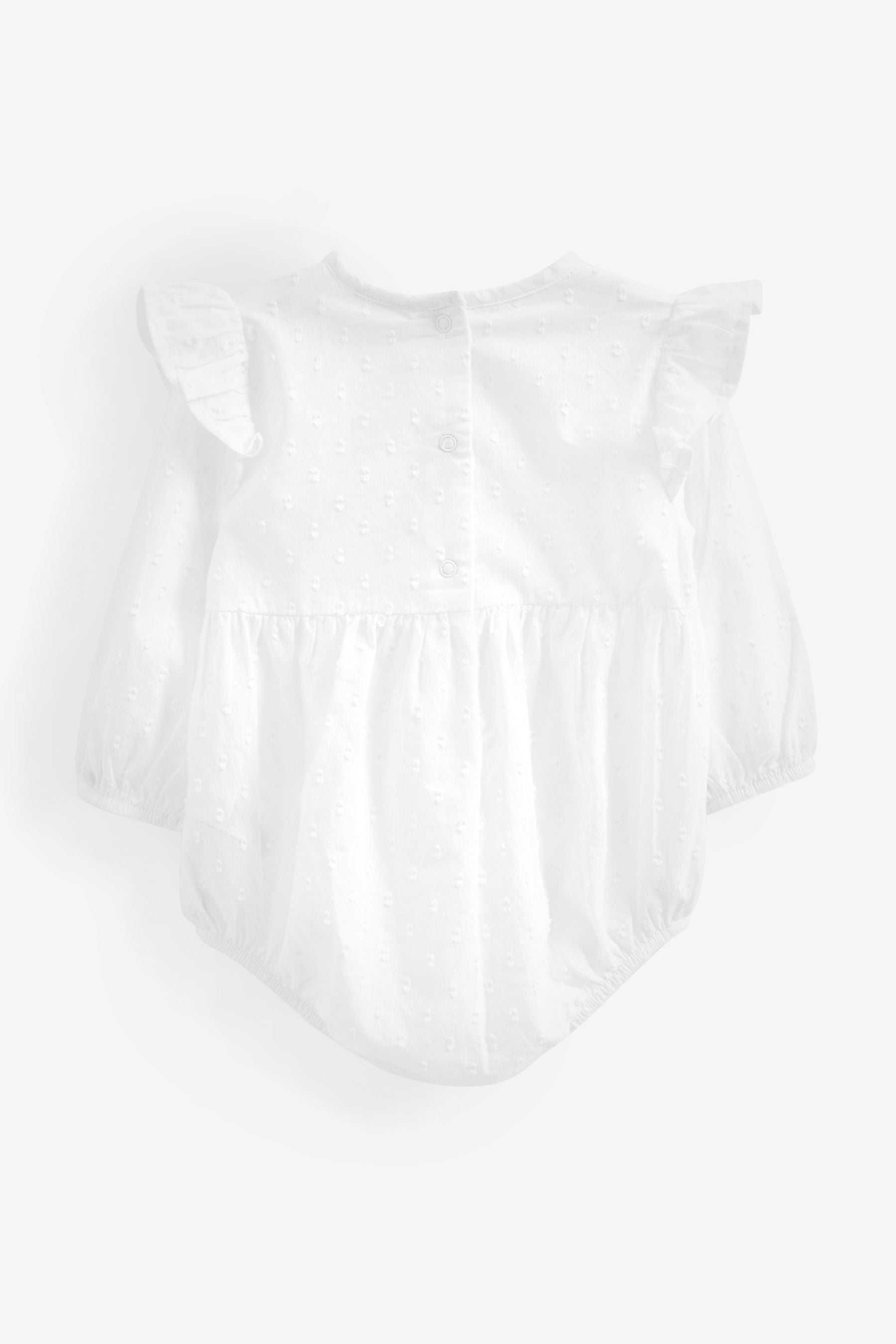 Ecru White Woven Baby Bodysuit