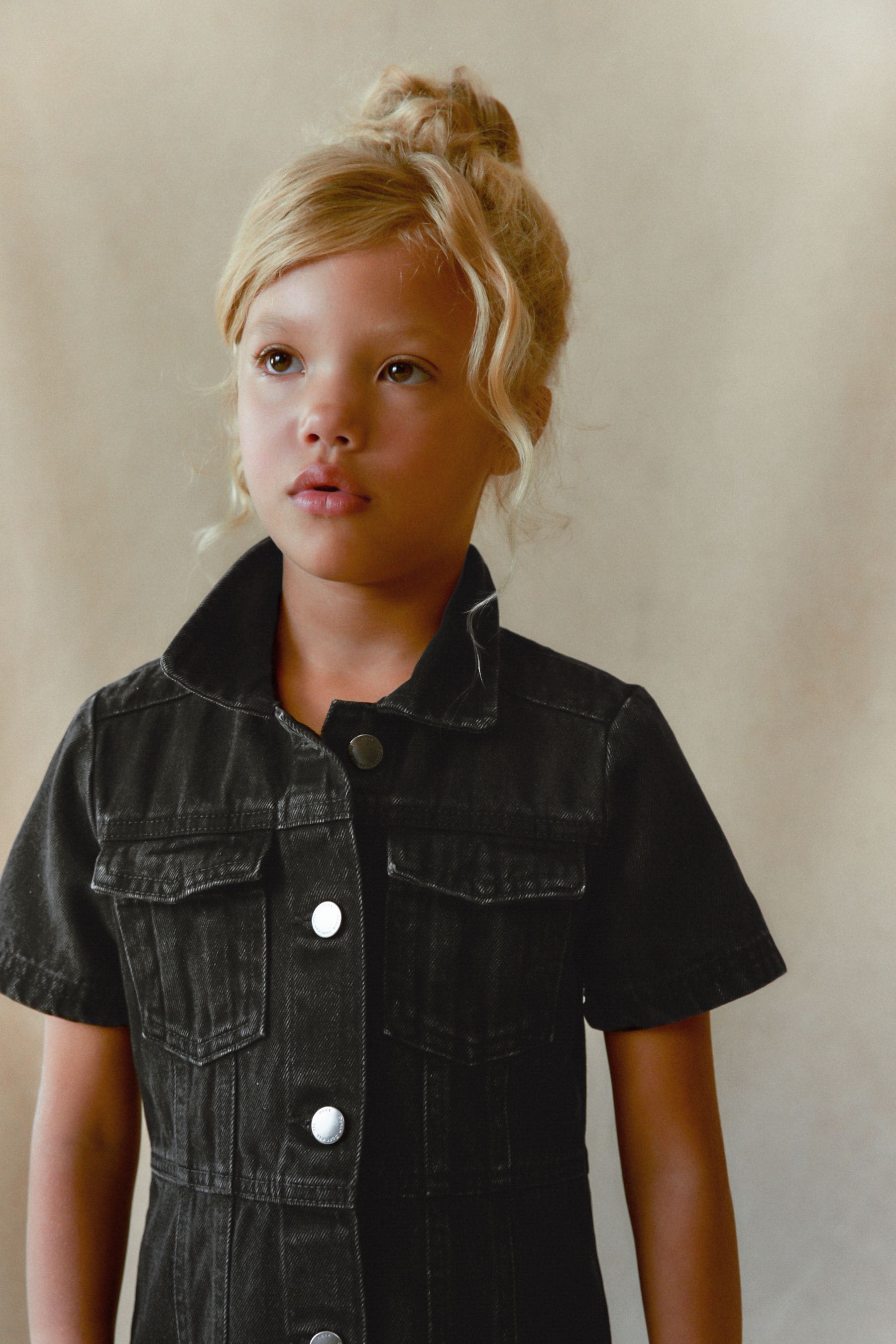 Maxi Length Black Fitted Denim Dress (3-16yrs)